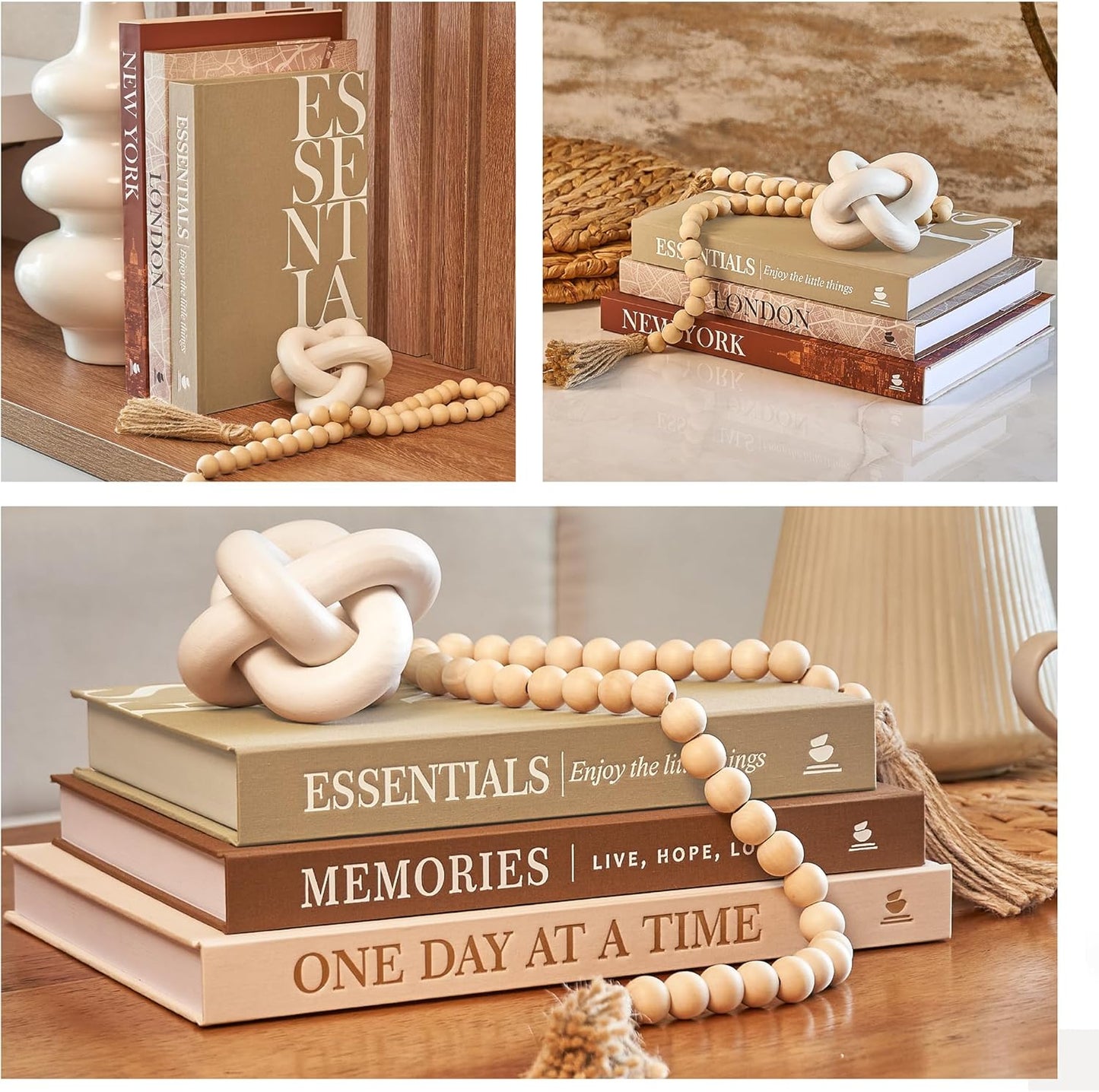 Linen Decorative Books / Beige / Set of 3