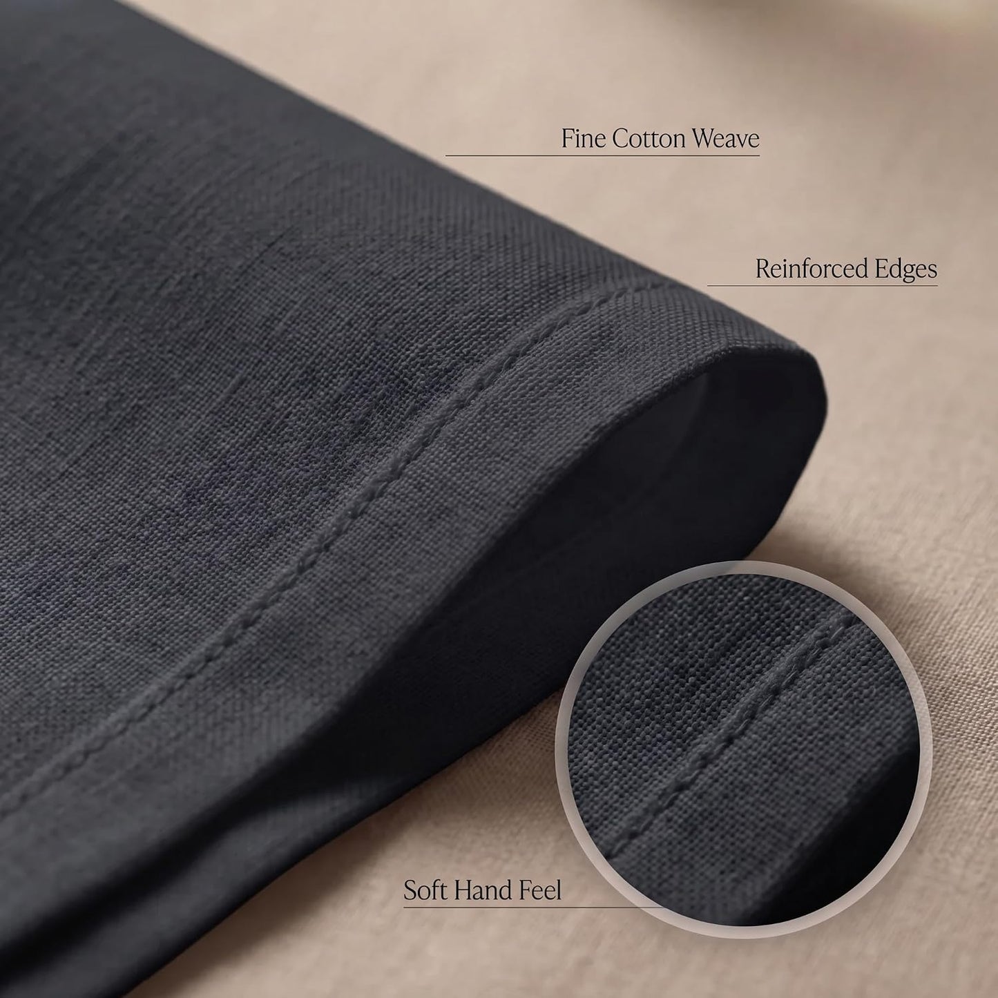 Urban Villa Cloth Napkins Cotton 20x20 (Set of 12) Black