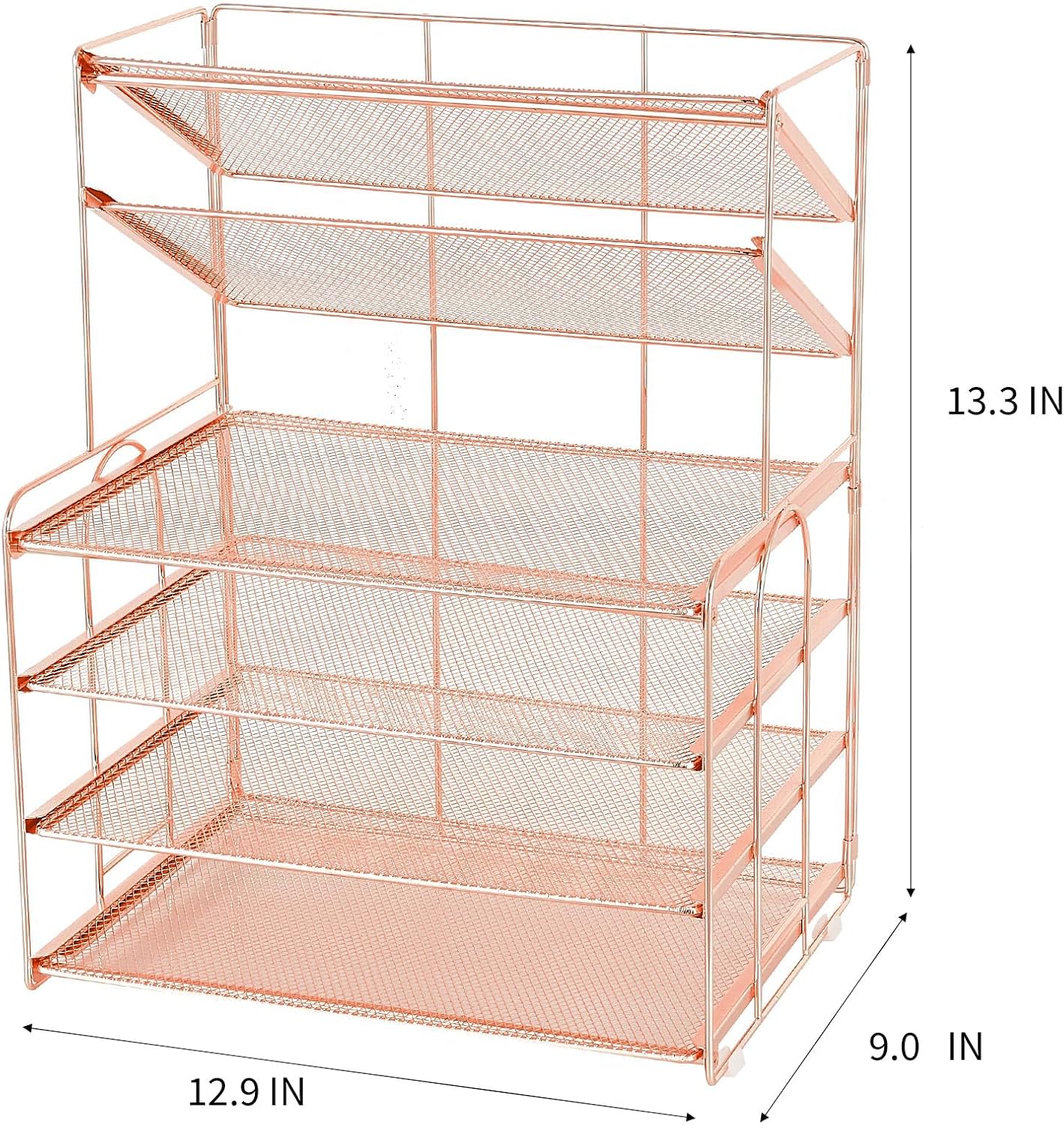 Desk Organizer, 6-Tier Paper Organizer Letter Tray, Rose Gold | Desk Organizers and Accessories, Office Desk