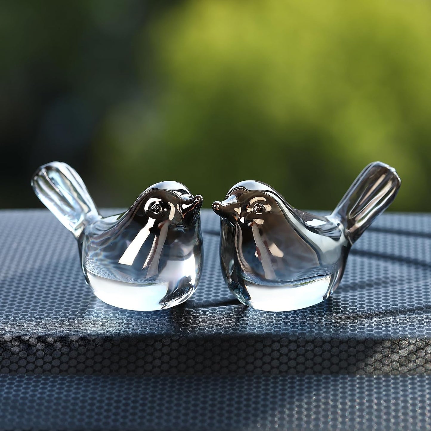 Small Bird Figurines Home Decor Glass Crystal Bird Statue Modern Style Decorative Ornaments / Silver