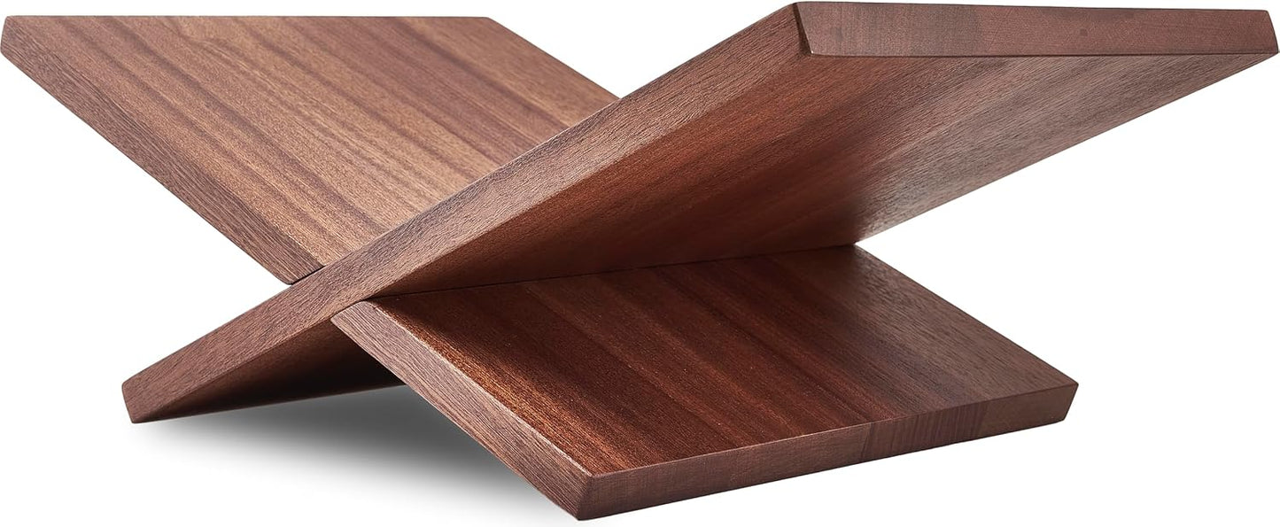 Honygebia Solid Wood Book Stands - Cross Frame Sapele Wooden Book Holder, Open Bookstand for Display and Reading