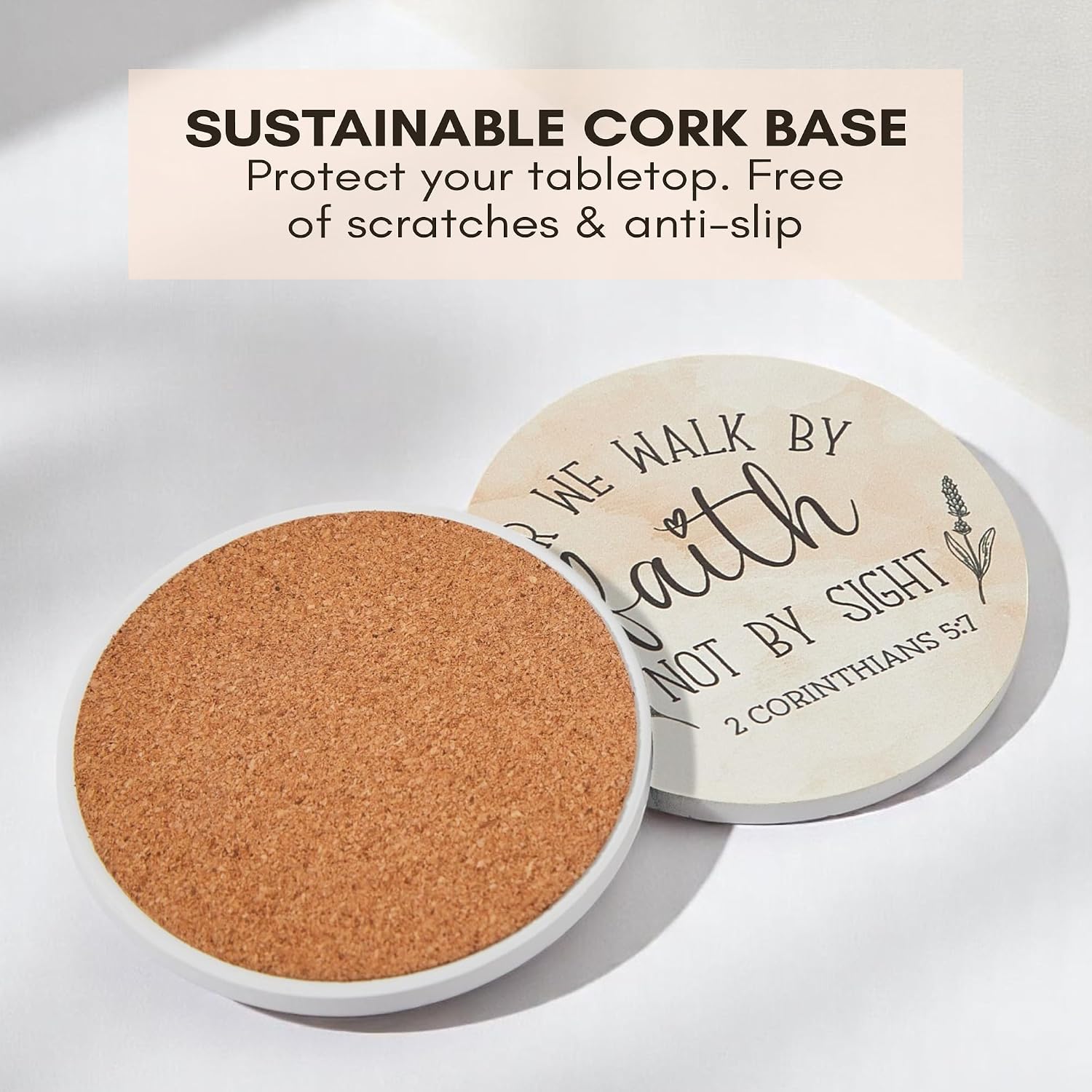 Holder- Ceramic Absorbent Drink Coasters / Blessed / Set of 6