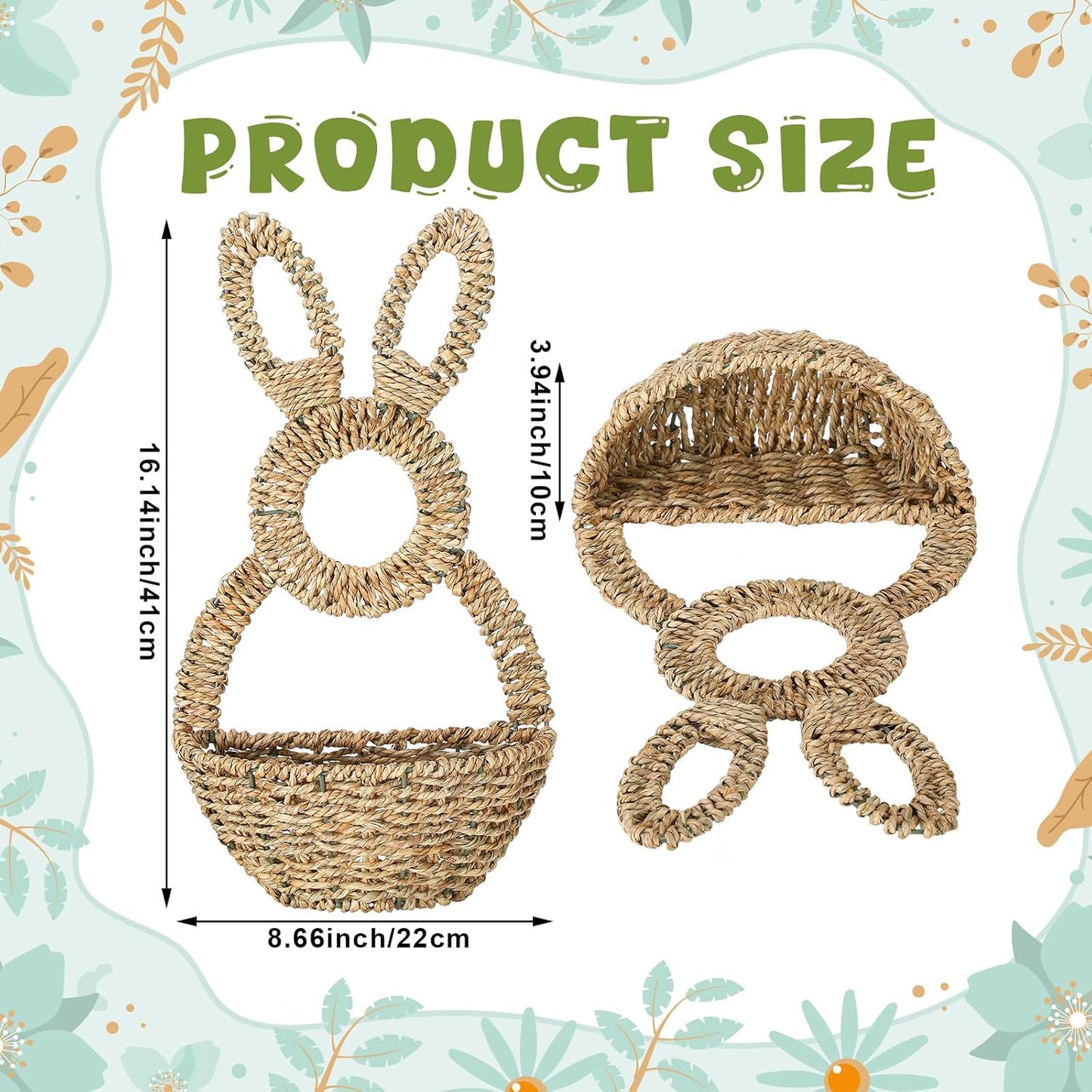 Easter Bunny Basket Easter Bunny Woven Wicker Basket Hanging Wall Rabbit Pocket / 16.1 Inch