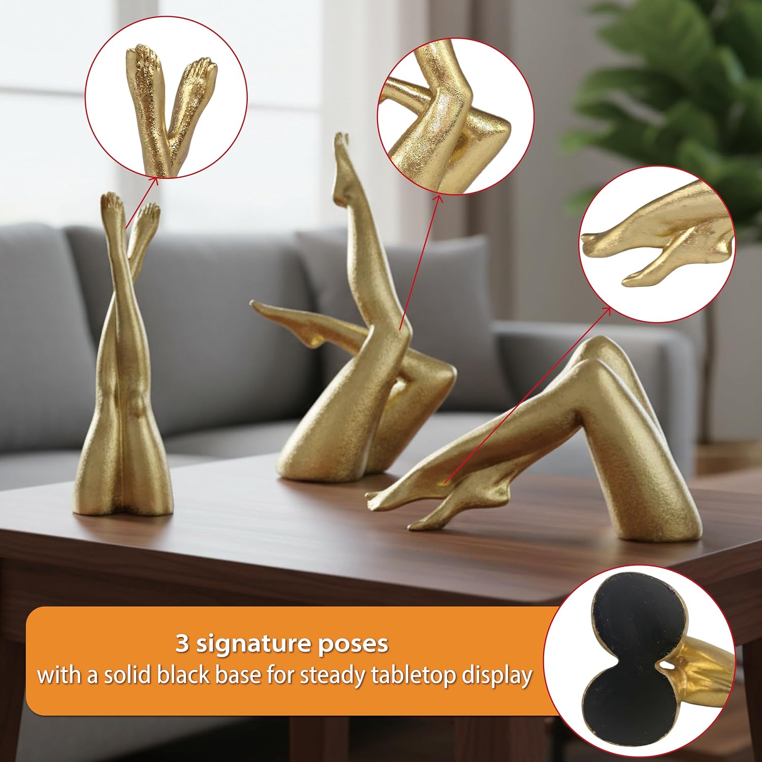 Home Decor Resin Leg Statue Decoration / Cross-up Leg / Gold