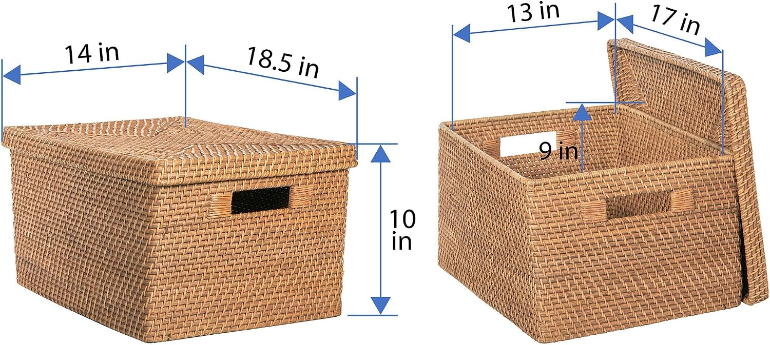Rattan Storage Box and Decorative Basket / Honey-brown / 18.5 Inch