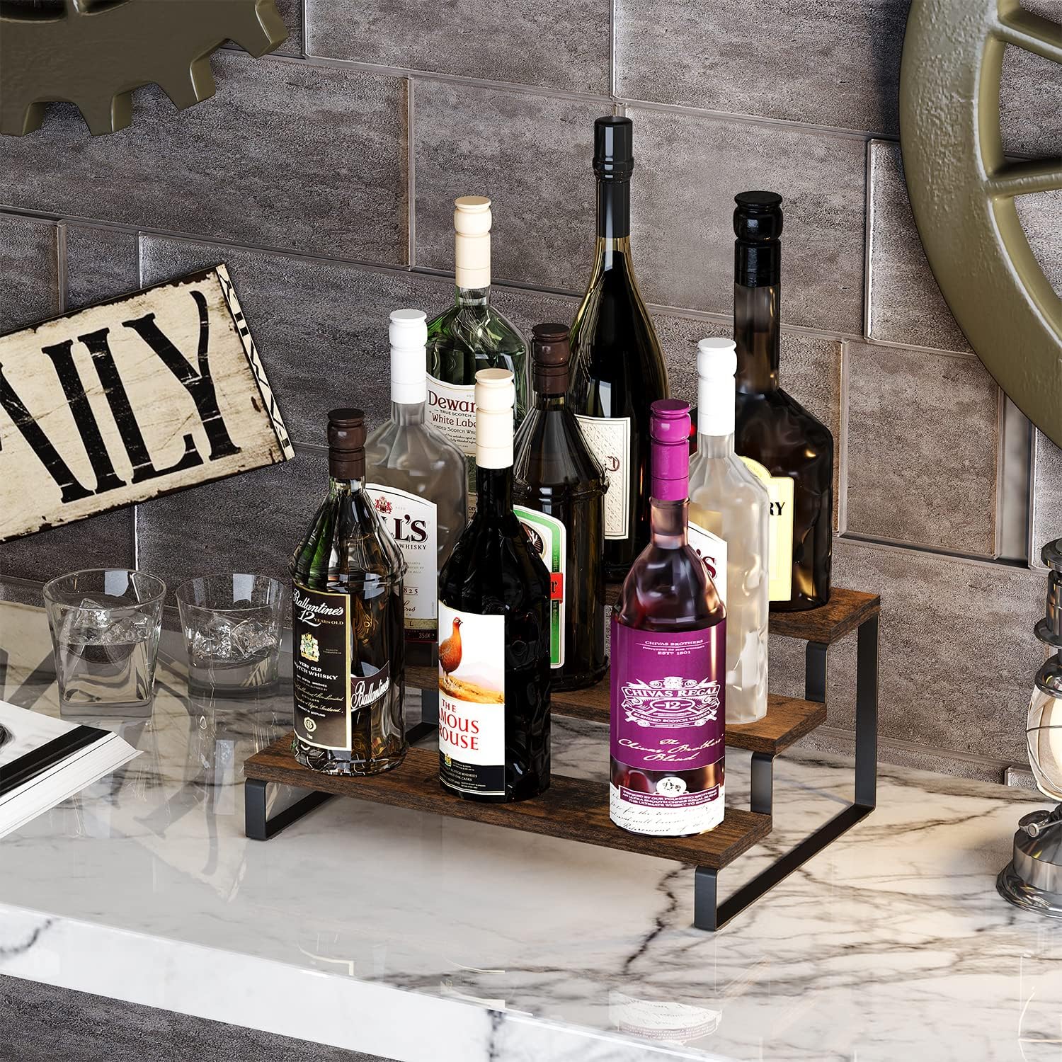 Wooden Display Riser Stand / 3 Tier,brown