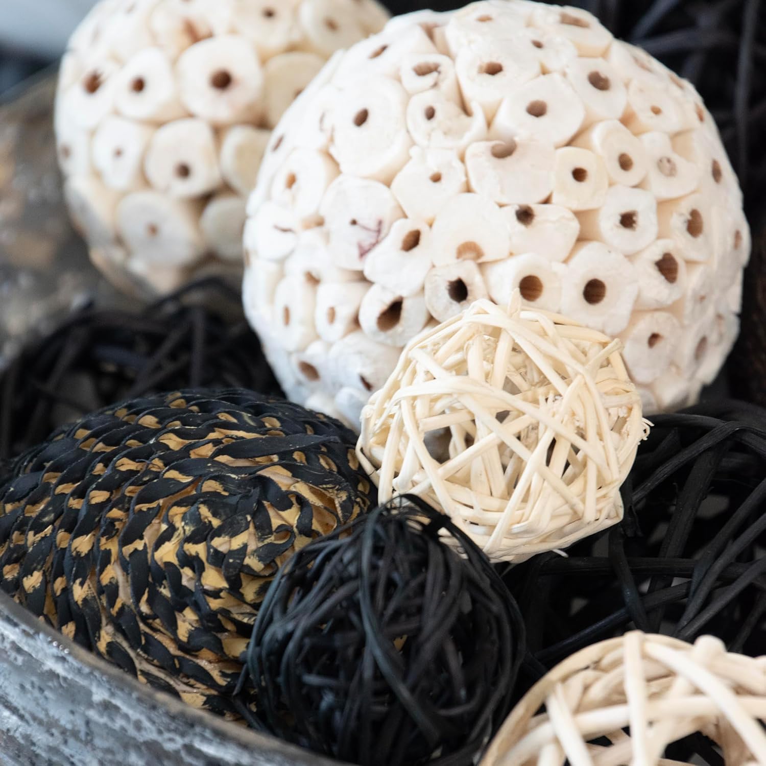 Decorative Balls Bag Bowl Filler Home Decor / Black & White