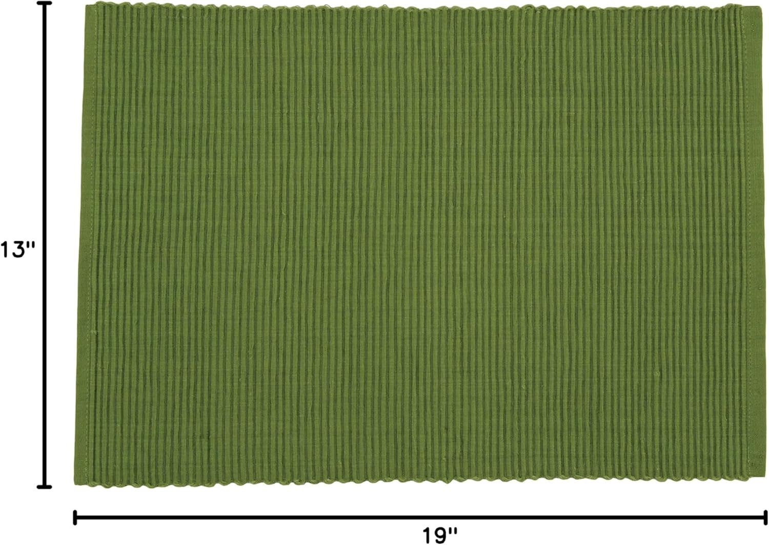 Now Designs Spectrum Placemats Thick Ribbed Cotton, Fir Green, 19x13 inches, Set of 4