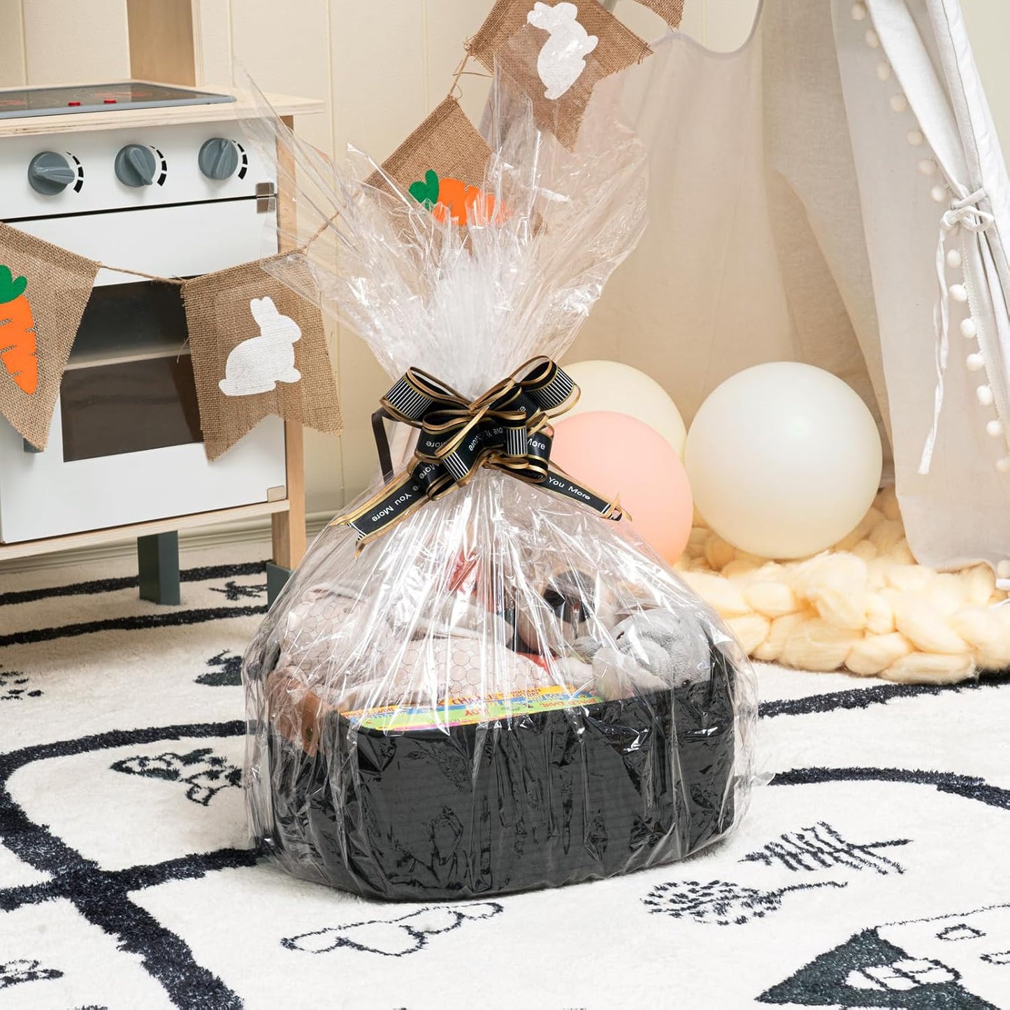 Cotton Rope Woven Easter Basket / Black / 14.5 x 13 x 6