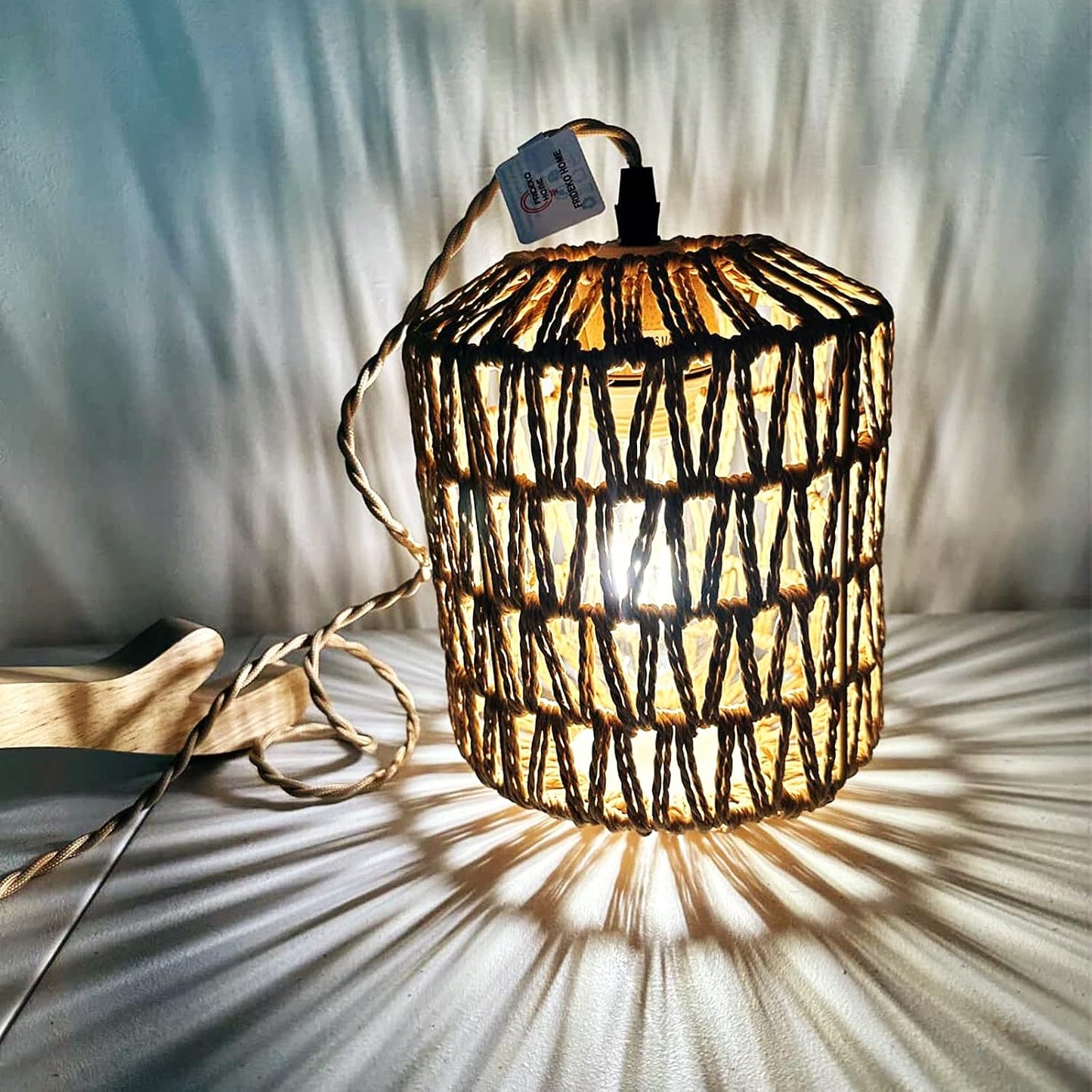Frideko Plug in Wall Sconces Set of Two Hand Woven Lamp / Brown