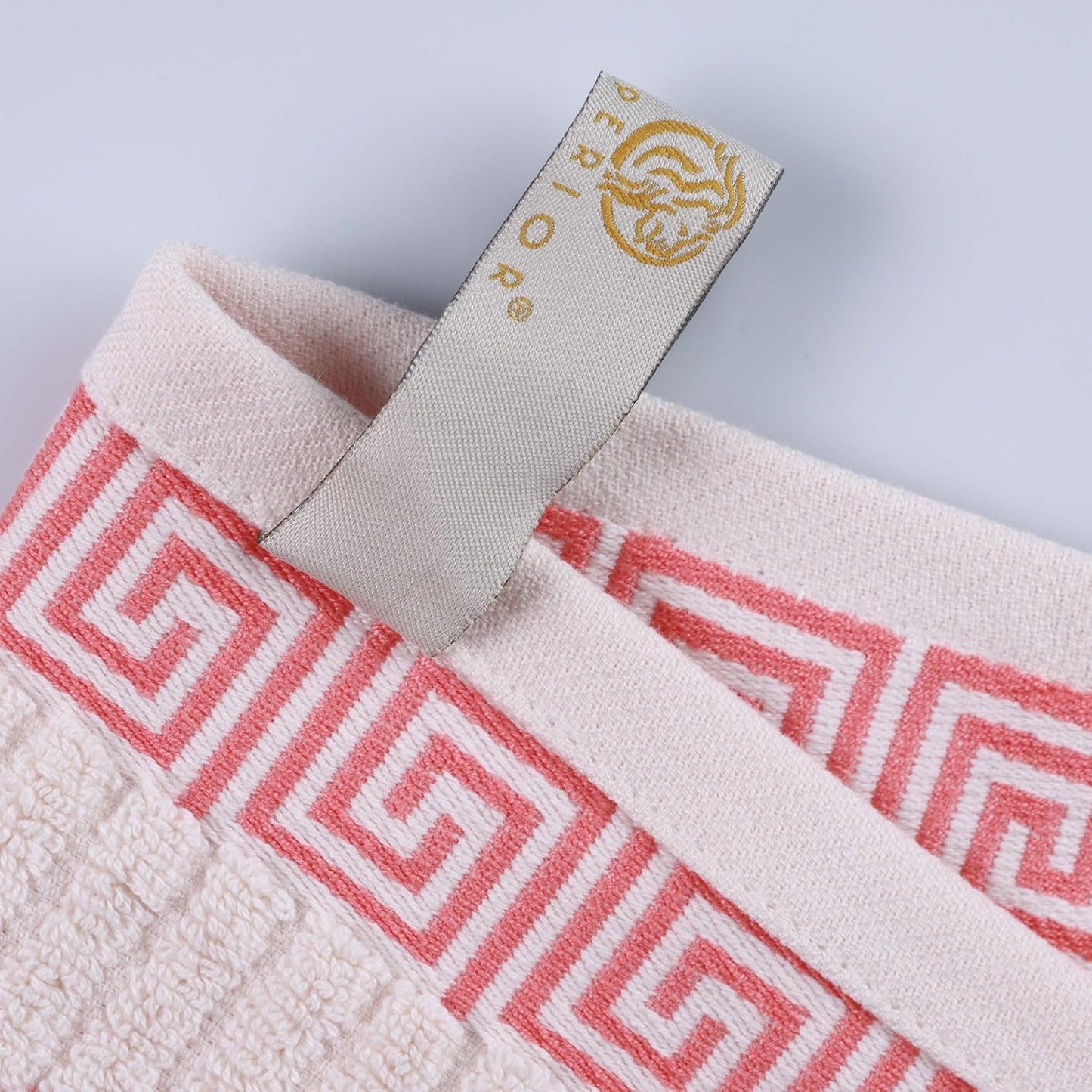 Superior 8-Piece Cotton Towel Set, Decorative Greek Pattern, Home Essentials, Absorbent Towels, Decor for Bathroom