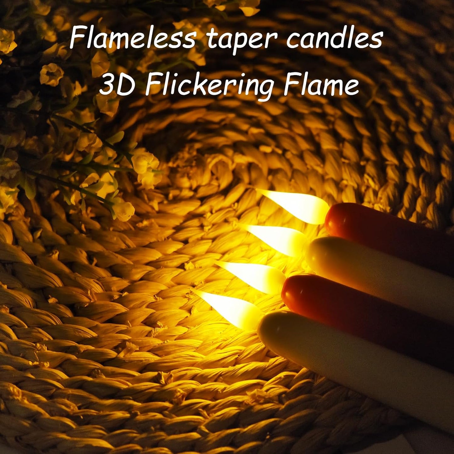 Flameless Taper Candles with Remote Control and Timer, Battery Operated LED Candlesticks with Flickering 3D Flame