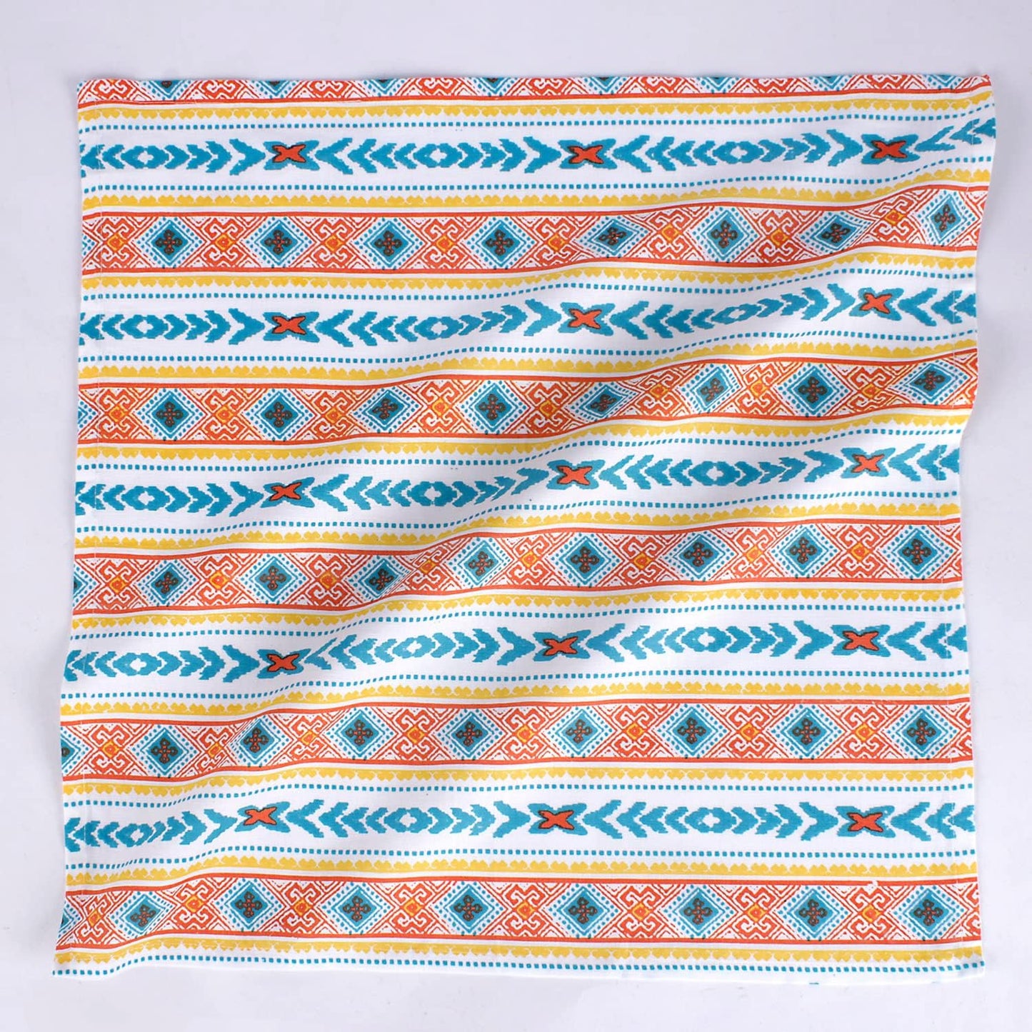 FINGERCRAFT Cloth Napkins Set of 12 Cotton Linen, 20x20 in, Tribal Spirit | Mitered corner, washable, soft, absorbent