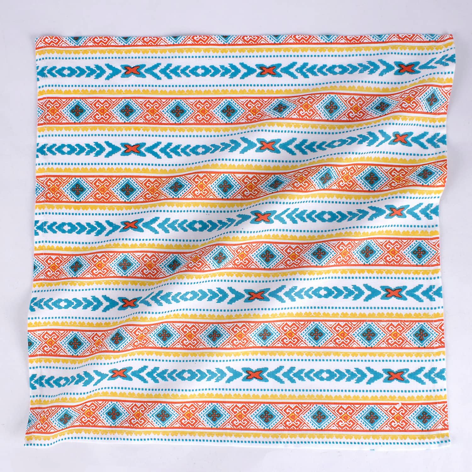 FINGERCRAFT Cloth Napkins Set of 12 Cotton Linen, 20x20 in, Tribal Spirit | Mitered corner, washable, soft, absorbent