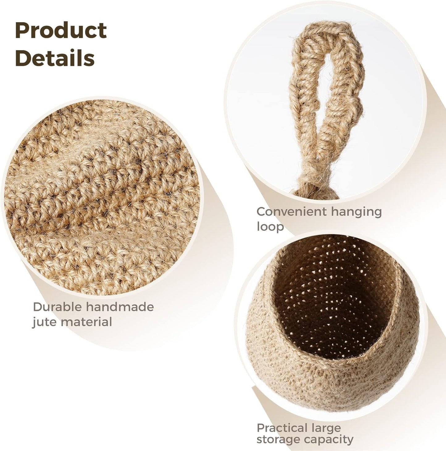 Jute Hanging Fruit Baskets / Light Brown / Set of 2
