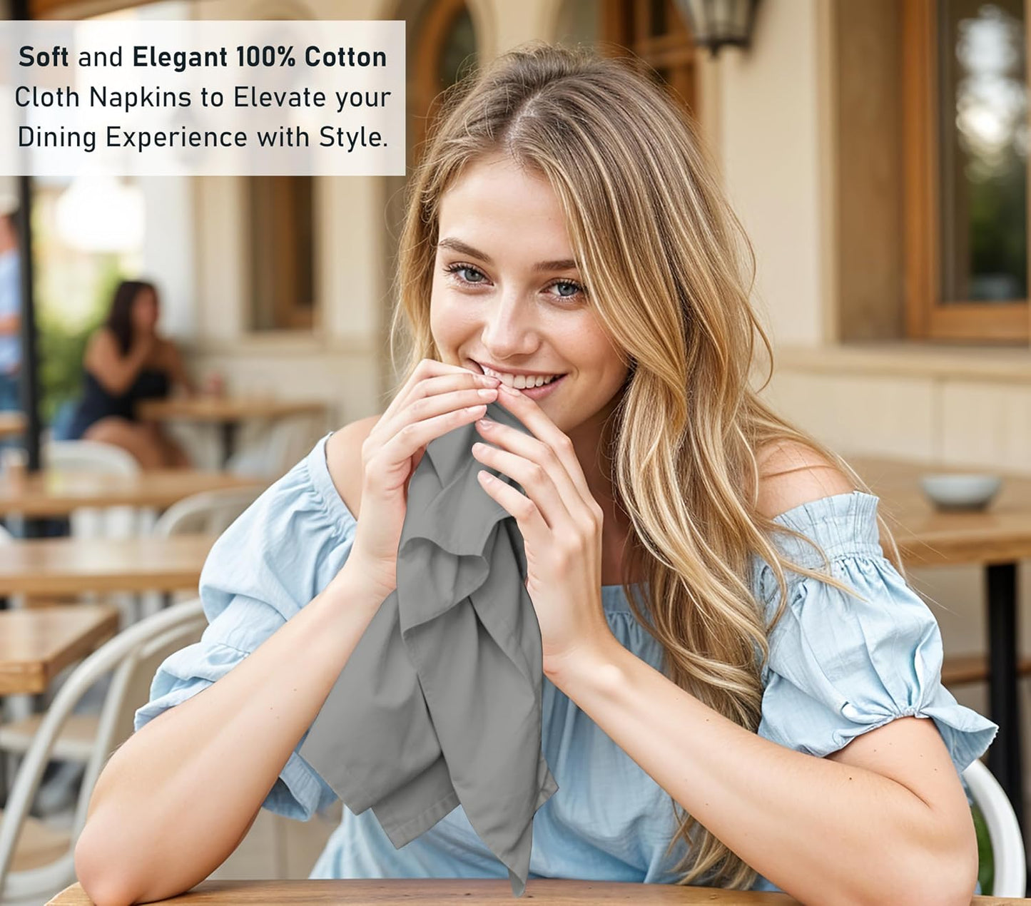 Ruvanti Cloth Napkins Set of 12, 100% Cotton 18”x18” - Wild Dove | Washable, Soft, Durable & Absorbent Everyday