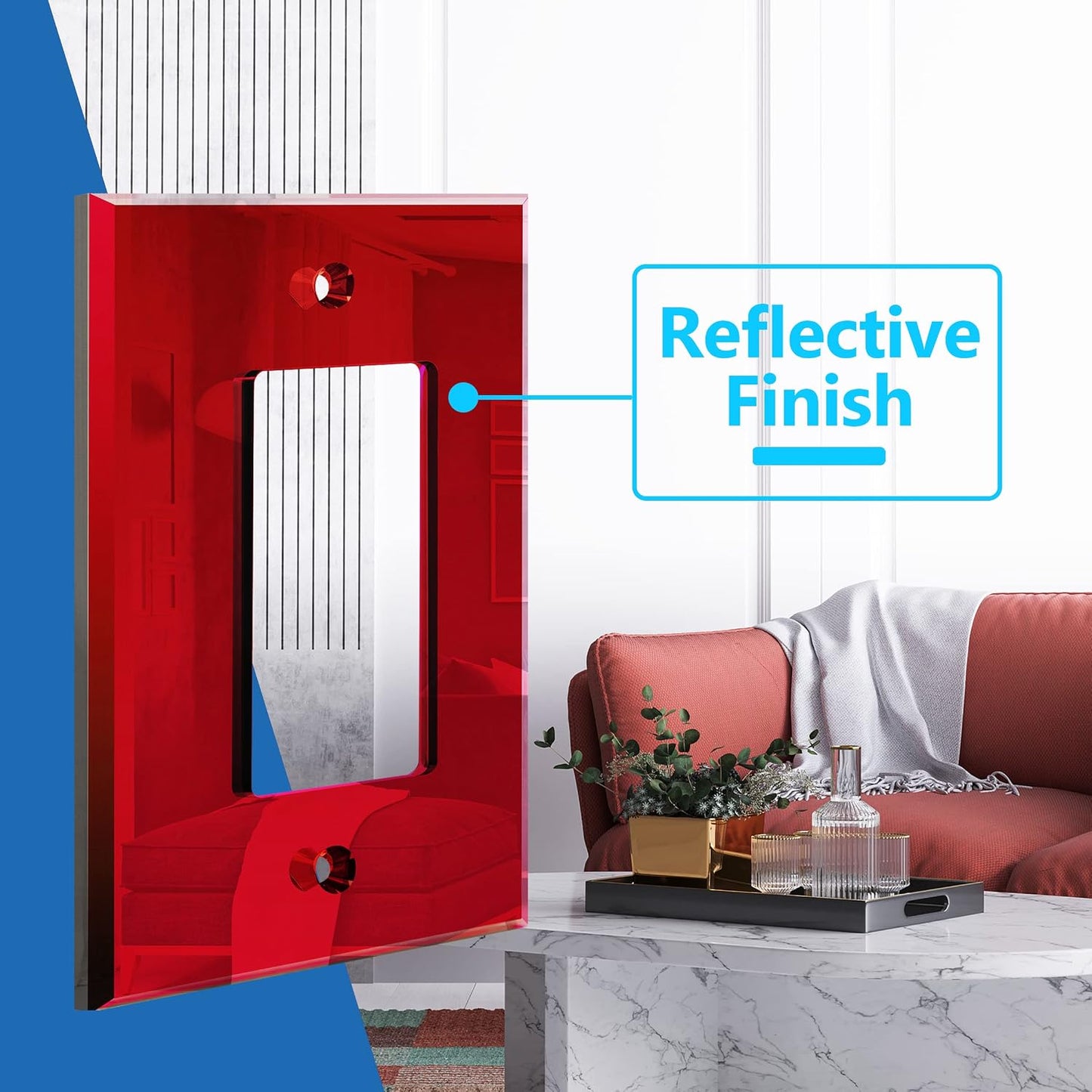 LIDER Reflective Decorator Wall Plate, Oversized 1-Gang, Acrylic, 5-Pack | Mirrored Light Switch Plate, Plexiglass
