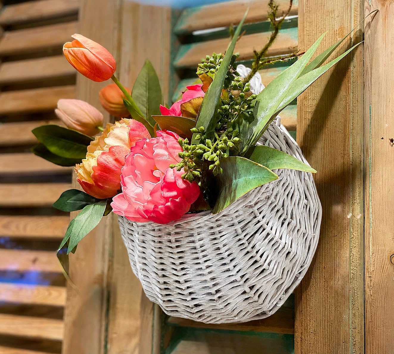 Surroundings 13" Woven Handled Wall Basket / Natural / Set of 2