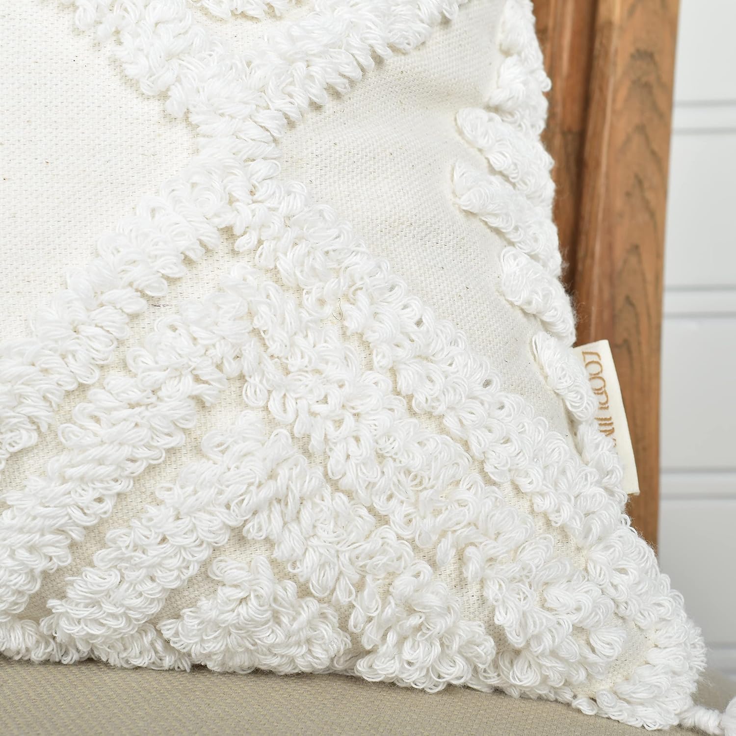 Boho Sofa Throw Pillow Covers / Boho Cream / 18 x 18