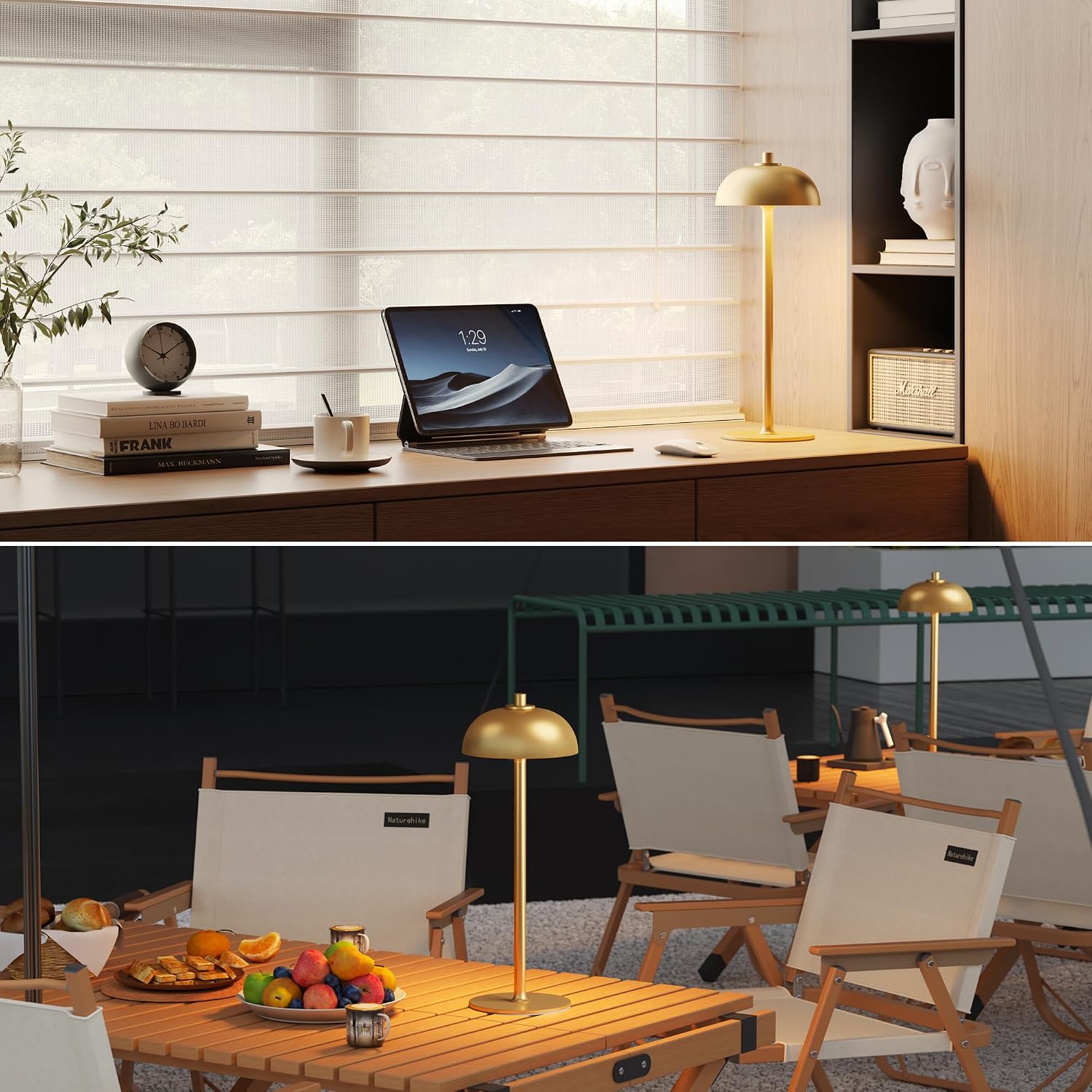 1 Pack Cordless Table Lamp Rechargeable, 5000mAh Battery Table Light | 3 Color Stepless Dimmable LED Table Lamp with