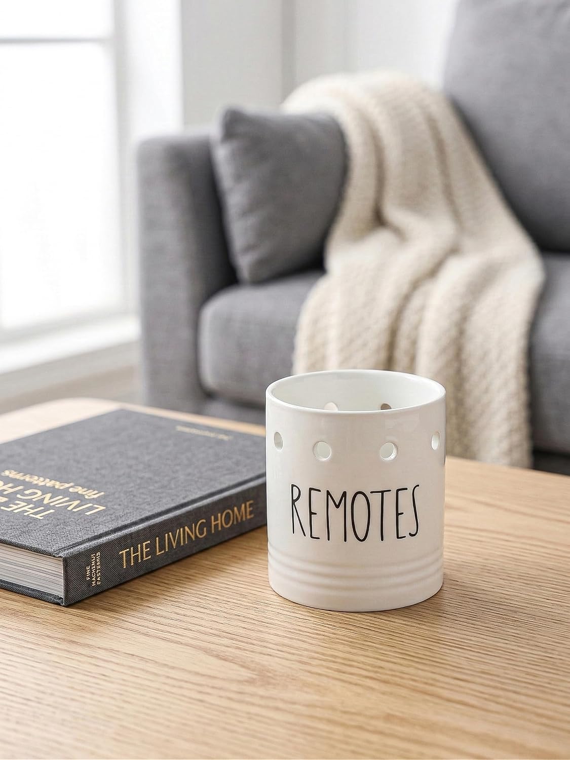 Farmhouse Ceramic Remote Control Holder / White