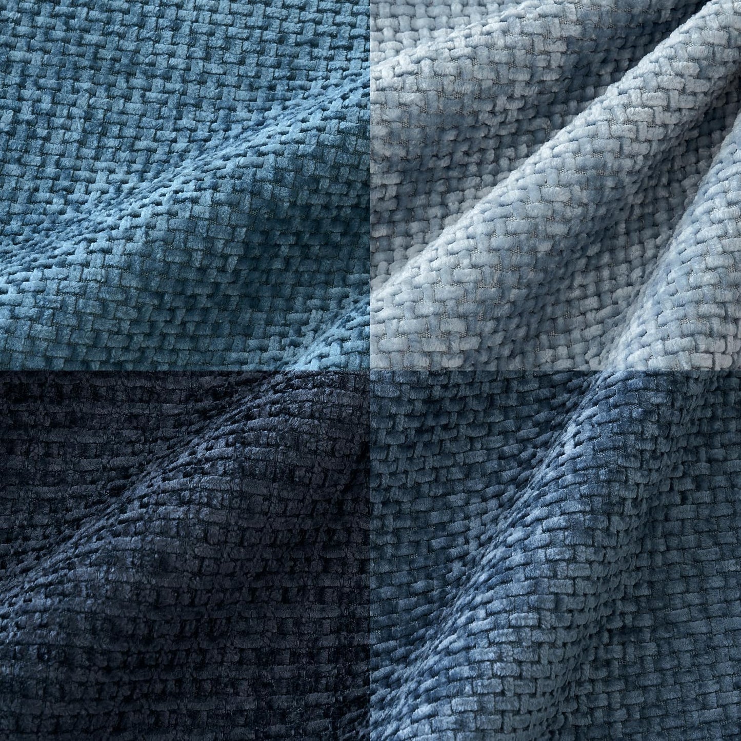 Couch Throw Pillow Covers Soft Decorative Chenille Pillow Covers / 18 x 18 / Neutral Blue / Set of 4