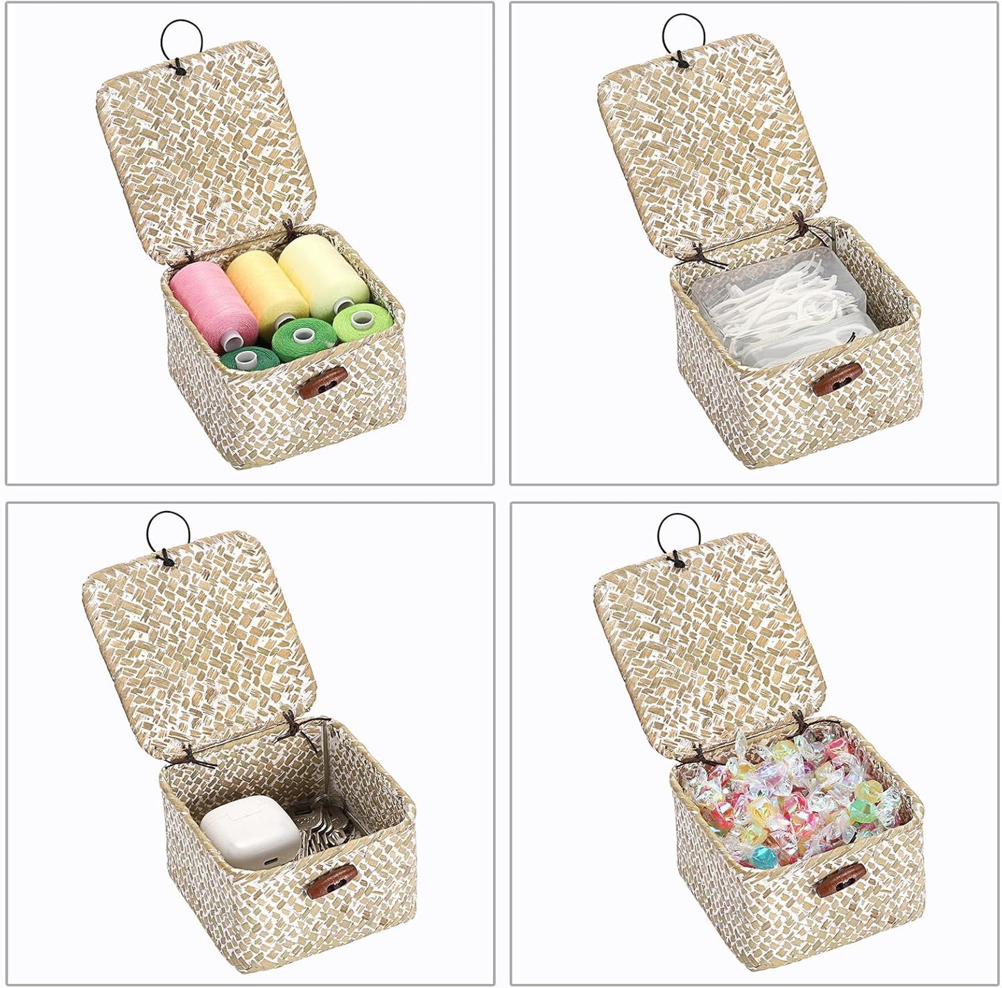 Small Seagrass Basket / 4.7 x 4.7 x 3 / Whitewash Color