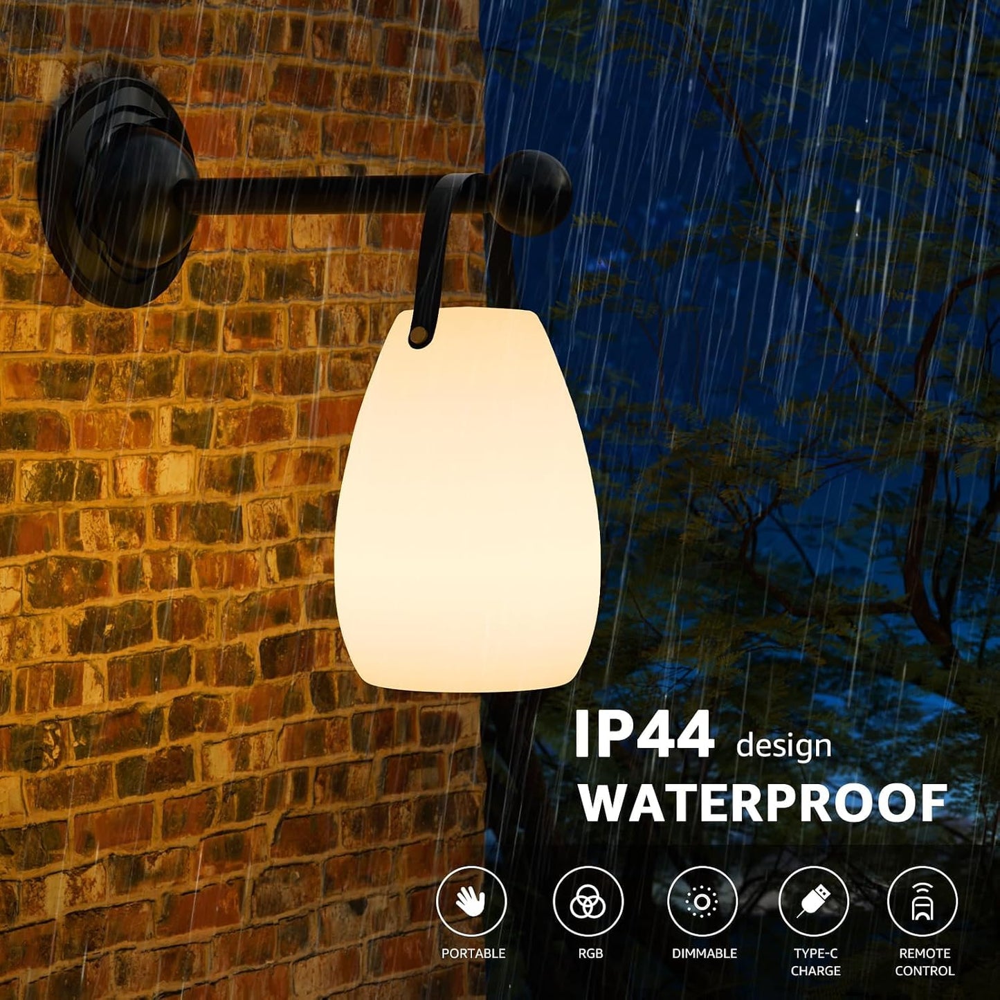 uuffoo Rechargeable Portable Table Lamp with Remote | Cordless RGB Lantern, Decorative LED Night Light, IP44 Waterproof