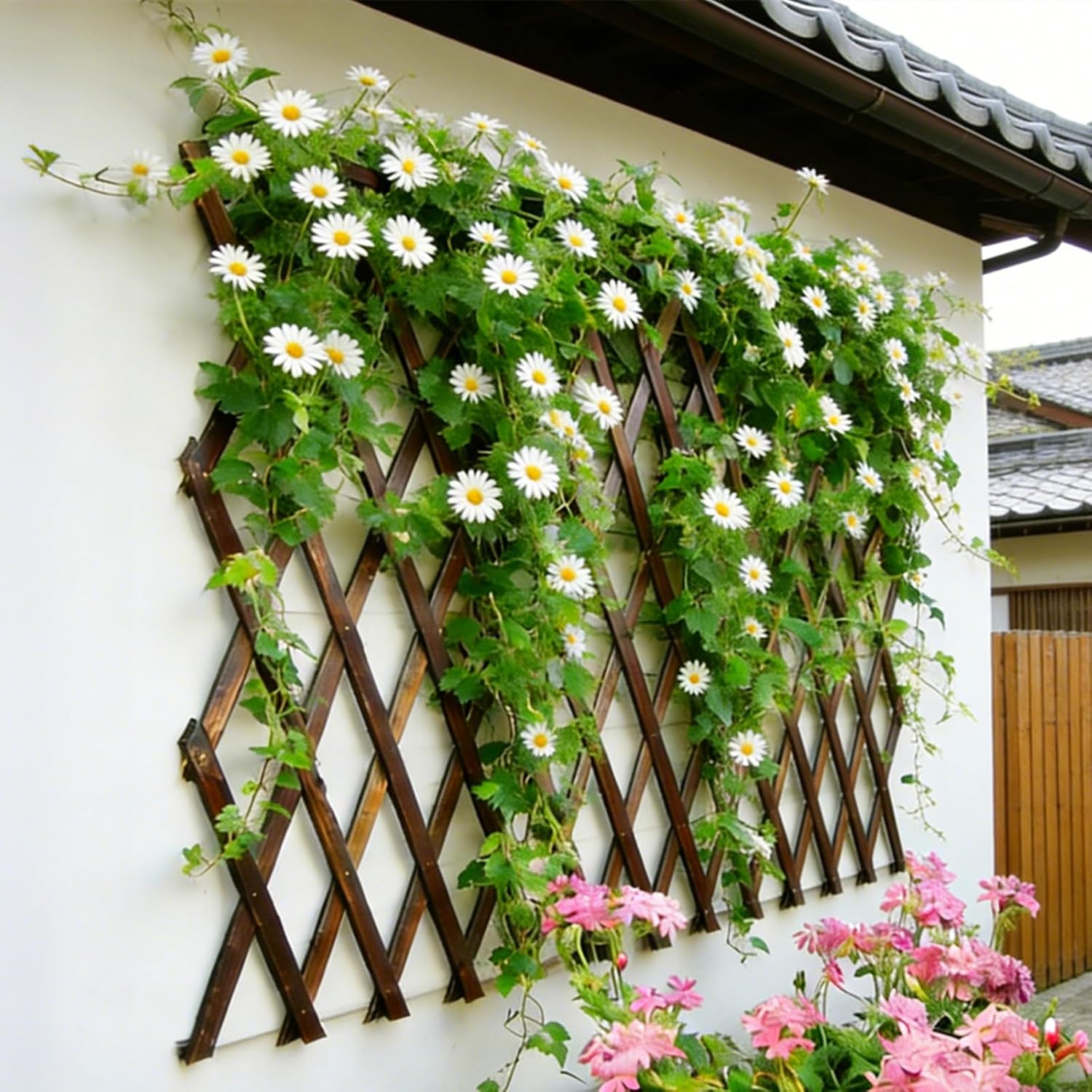 Expandable Garden Trellis, 38" x 89" Large Wooden Lattice Fence Wall Panel Lattice Trellis for Climbing Plants Outdoor