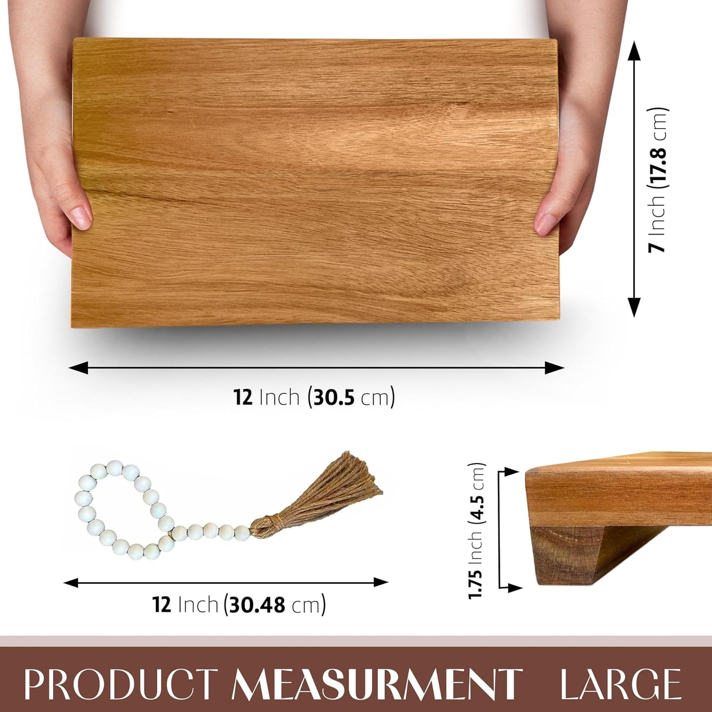 Natural Acacia Wood Pedestal Stand / Brown / 12 x 7 x 1.75