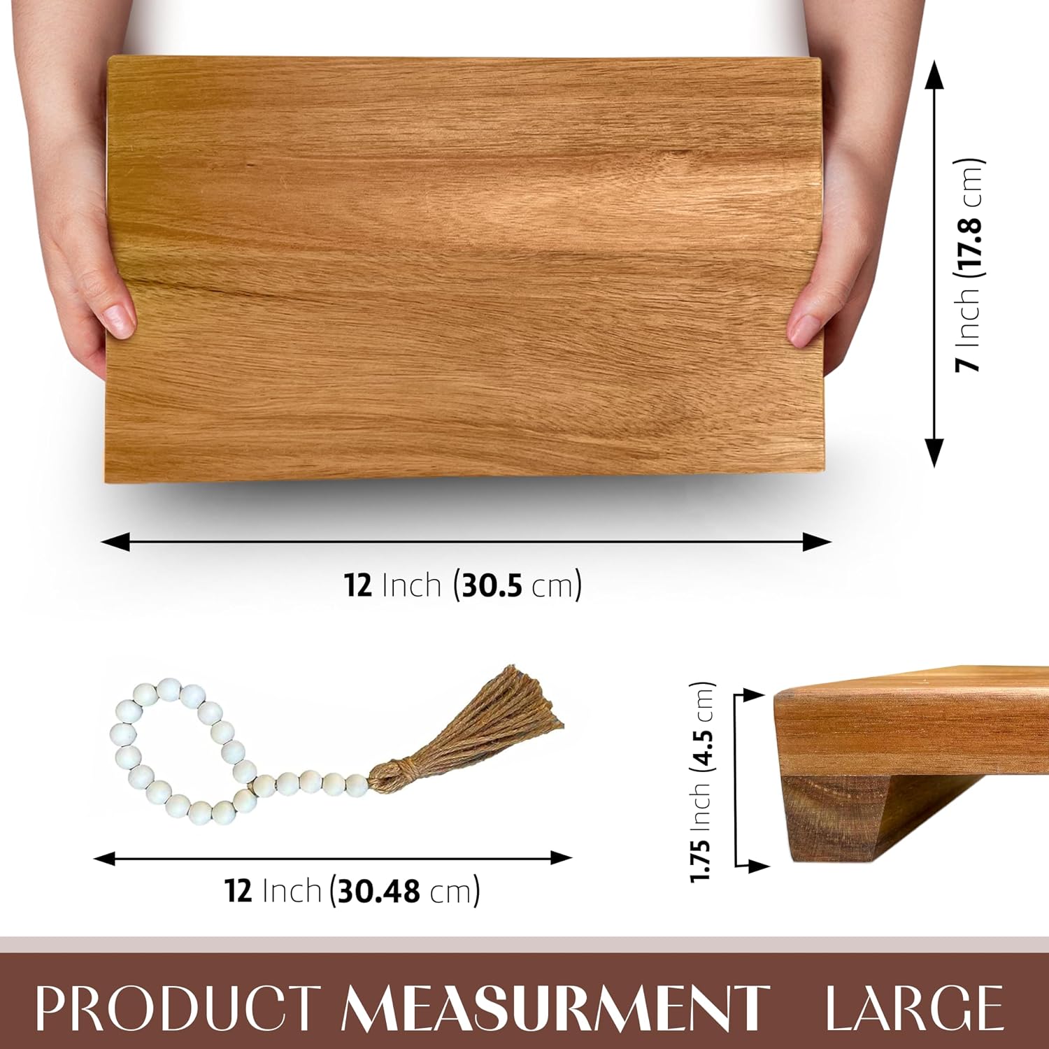 Natural Acacia Wood Pedestal Stand / Brown / 12 x 7 x 1.75