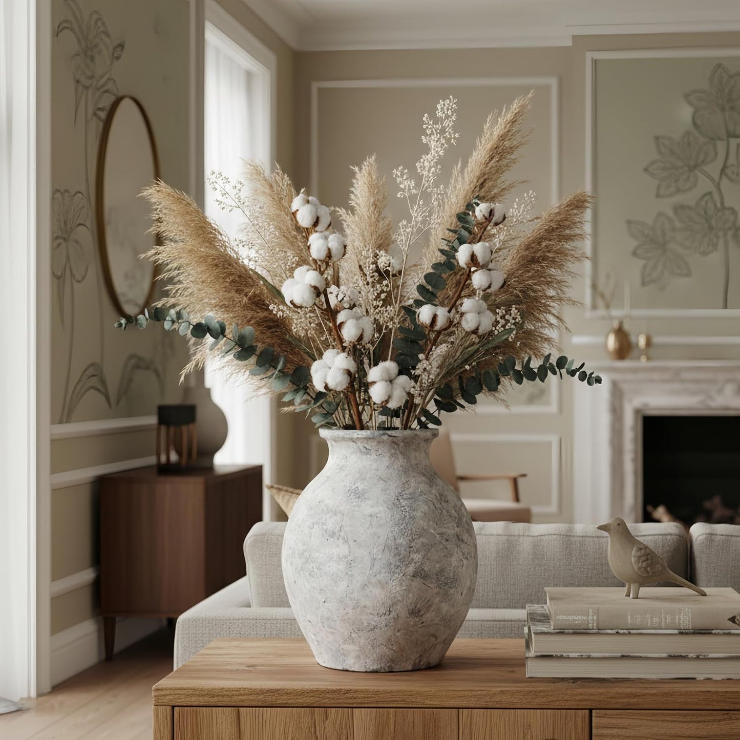 XL White Ceramic Vase / XL Stone White / 10 Inch