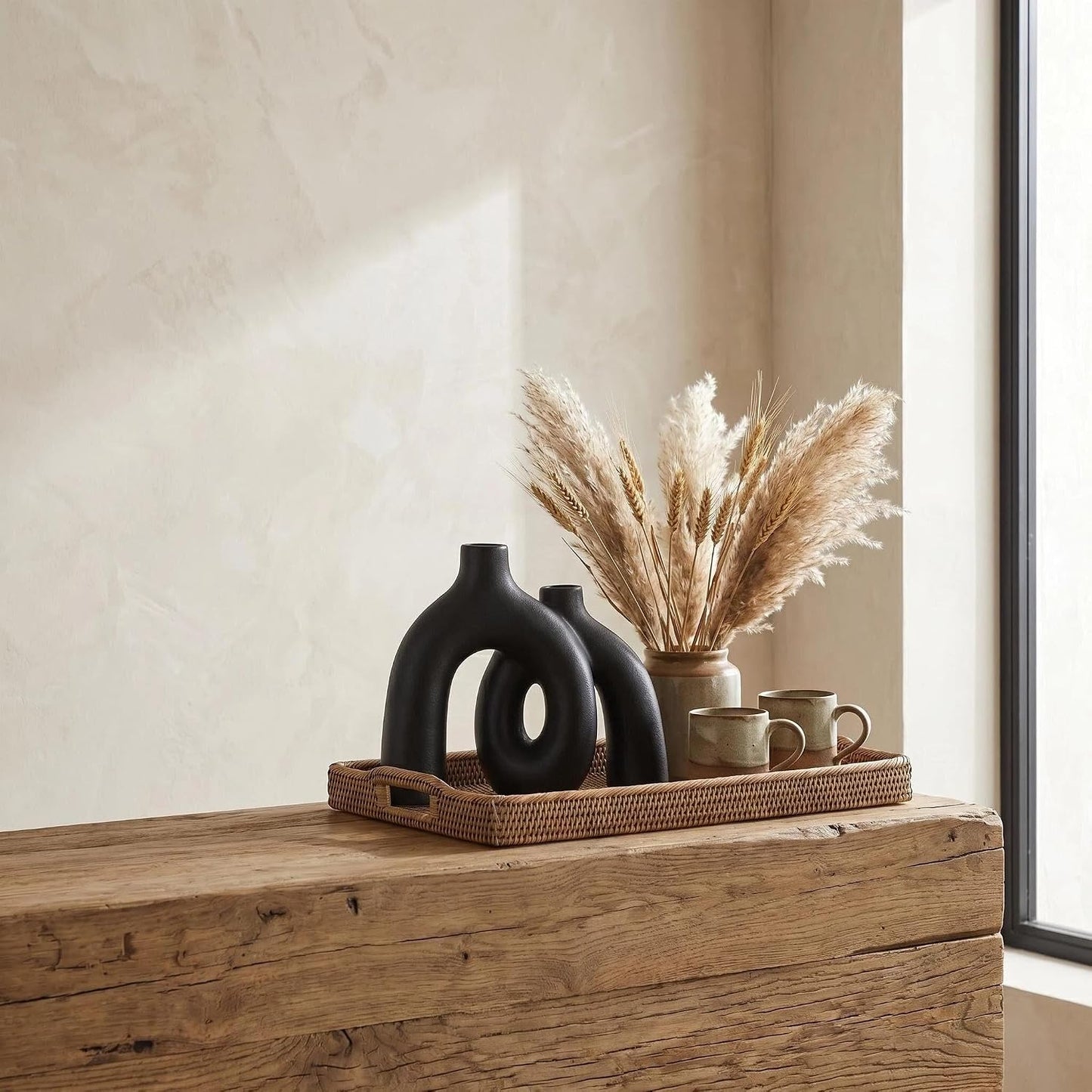 Modern Nordic Boho Vase Set / Black-1