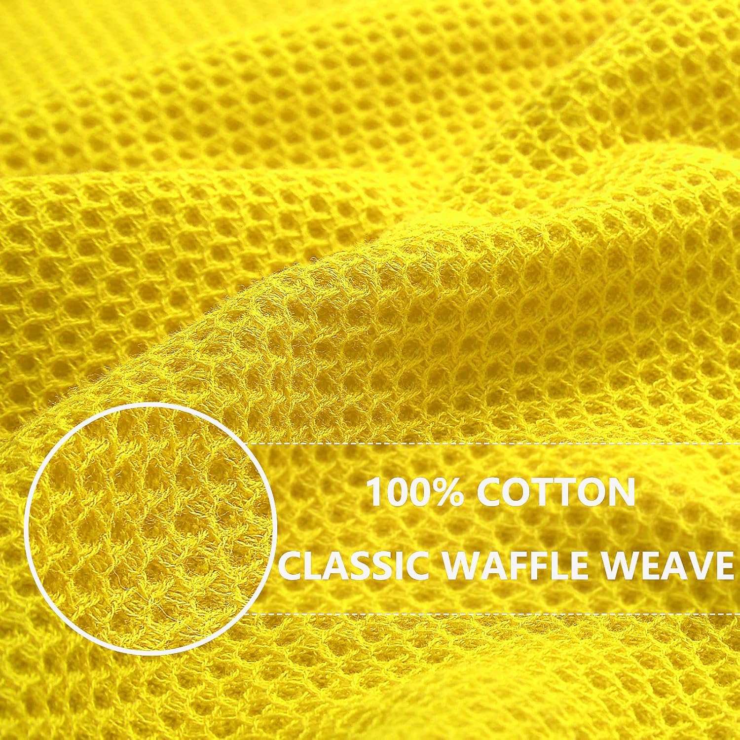 Homaxy 100% Cotton Waffle Weave Kitchen Dish Cloths 12-Pack, Yellow | 12 x 12 Inches, Ultra Soft Absorbent Dish Towels