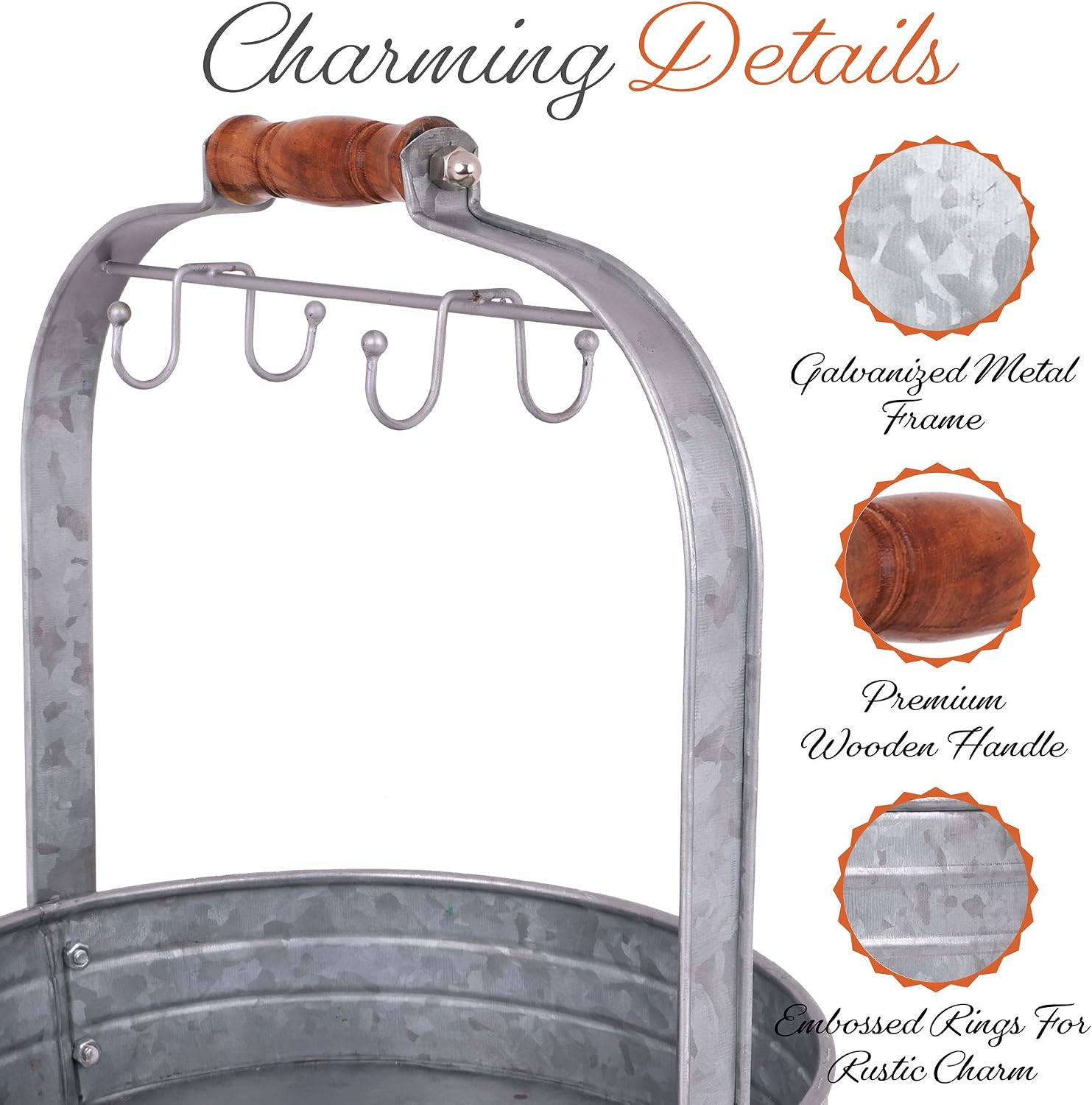 Autumn Alley Rustic Farmhouse Galvanized Coffee Mug Rack Organizer for Kitchen Counter | Mug Tree with Cup Hooks and