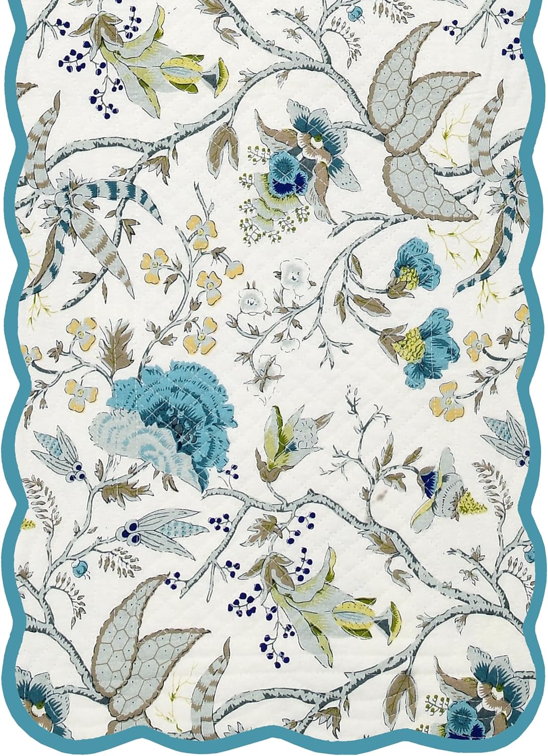 Coastal Blues Luxury Handcrafted Runner (Reversible) Cotton Quilted Fabric Machine Washable – Elegant Home Decor – 14 x