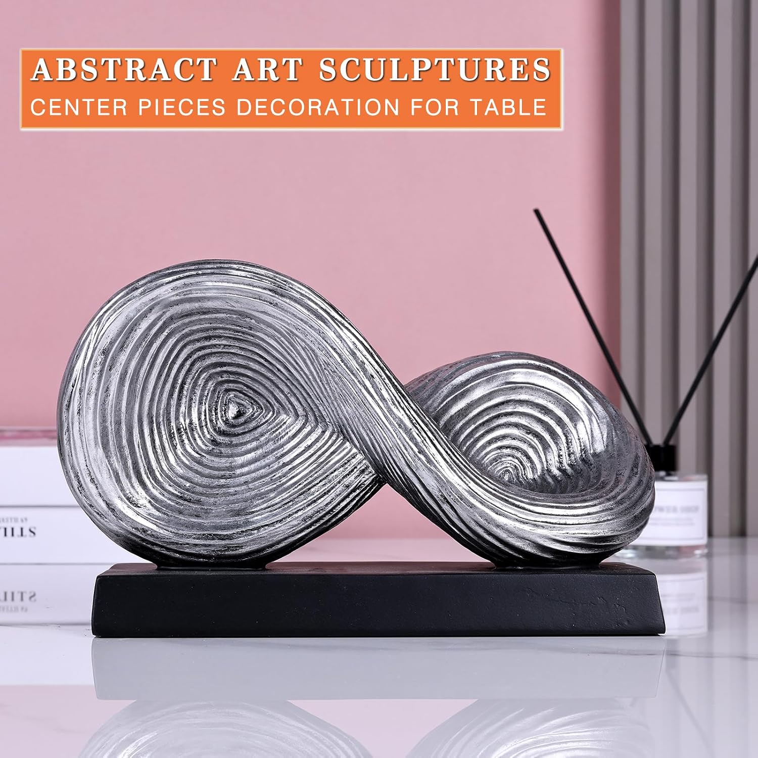 Modern Infinity Loop Symbol Sculpture / Silver