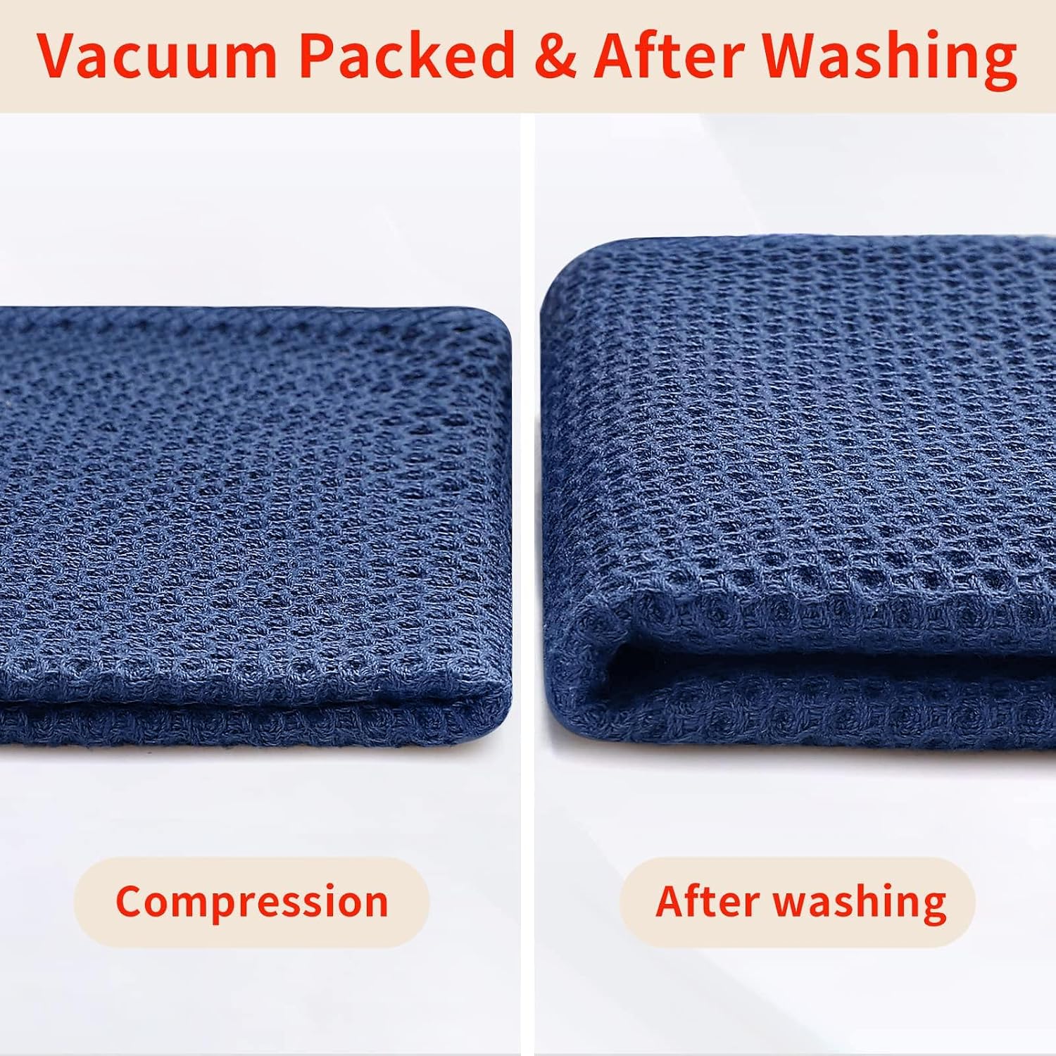 Homaxy 100% Cotton Waffle Weave Kitchen Dish Towels 12-Pack, Navy Blue | 13 x 28 Inches, Ultra Soft Absorbent Dish