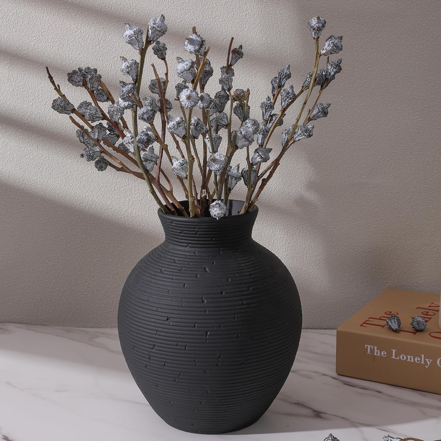 Ceramic Flower Vase Home Decor / 7.4 In - Black / 7.4 Inch