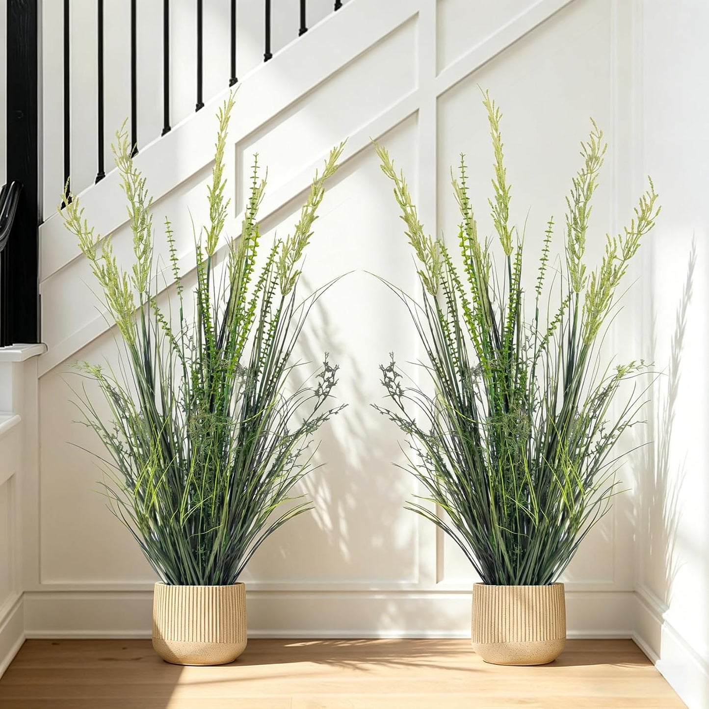 Faux Plastic plantas Synthetic Pampas Grass Indoor Outdoor Realistic Floor / 4FT / Green / Set of 2