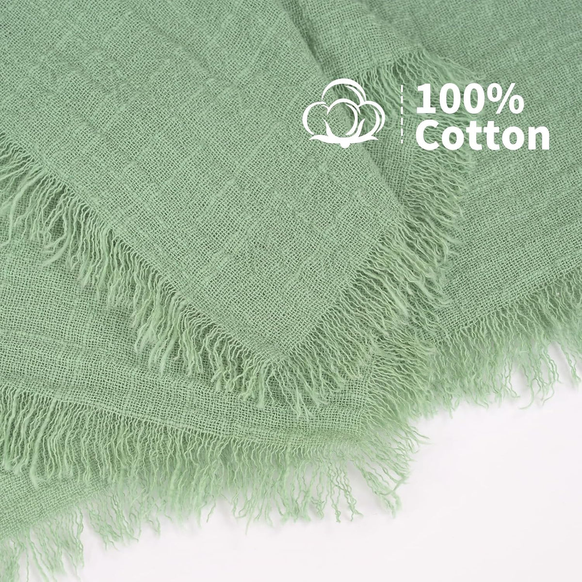 Showgeous 30 Pack Sage Green Cloth Napkins with Fringe, 16x16 inch | 100% Cotton Green Napkins Handmade Dinner Napkins