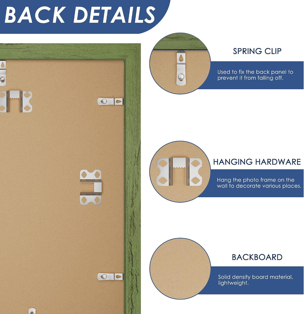 8x10 Picture Frame, Wall or Tabletop Display, Green Woodgrain,6 Pack | Display Pictures 5x7 with Mat or 8x10 Without