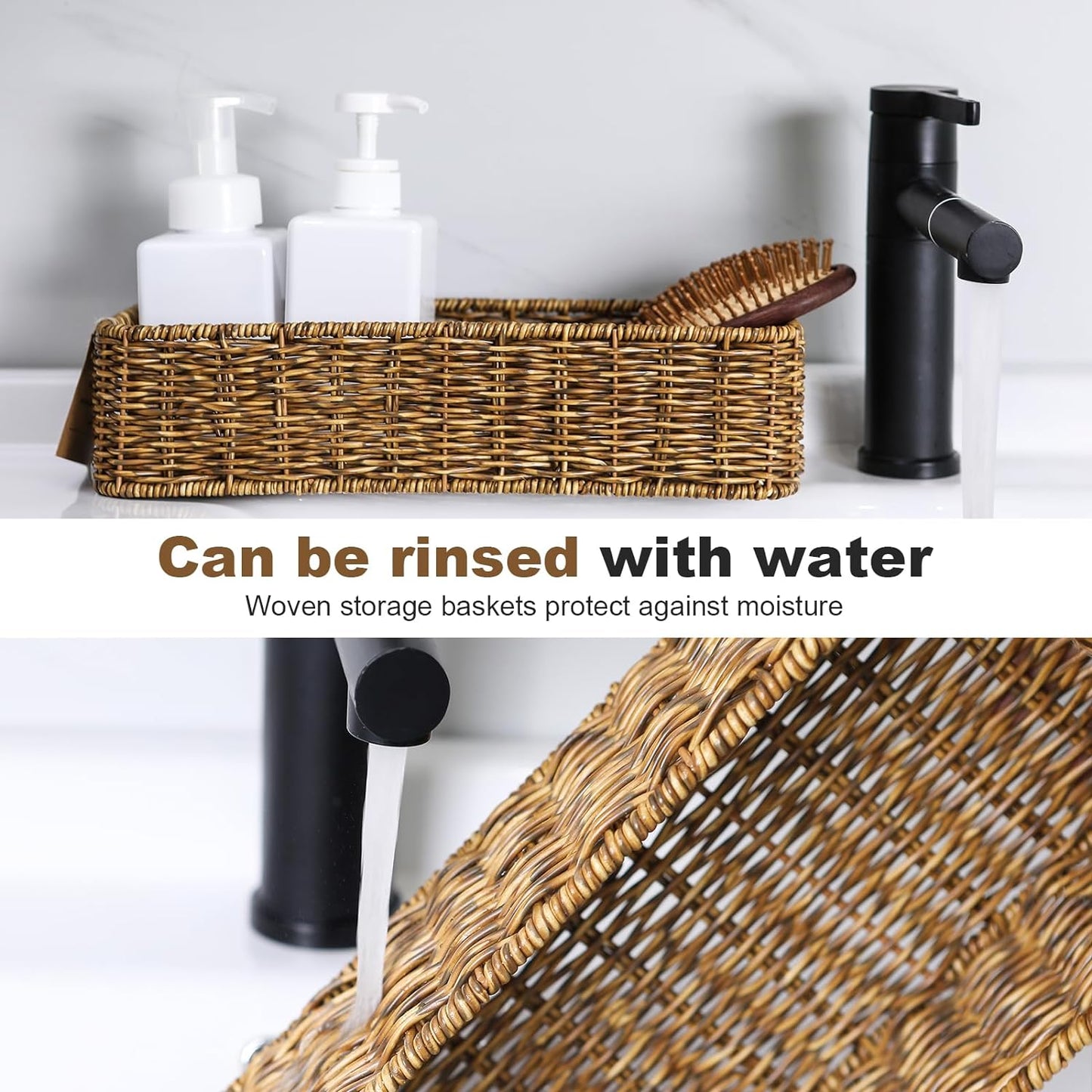 Resin Wicker Toilet Paper Basket / Small / Tan / Natural
