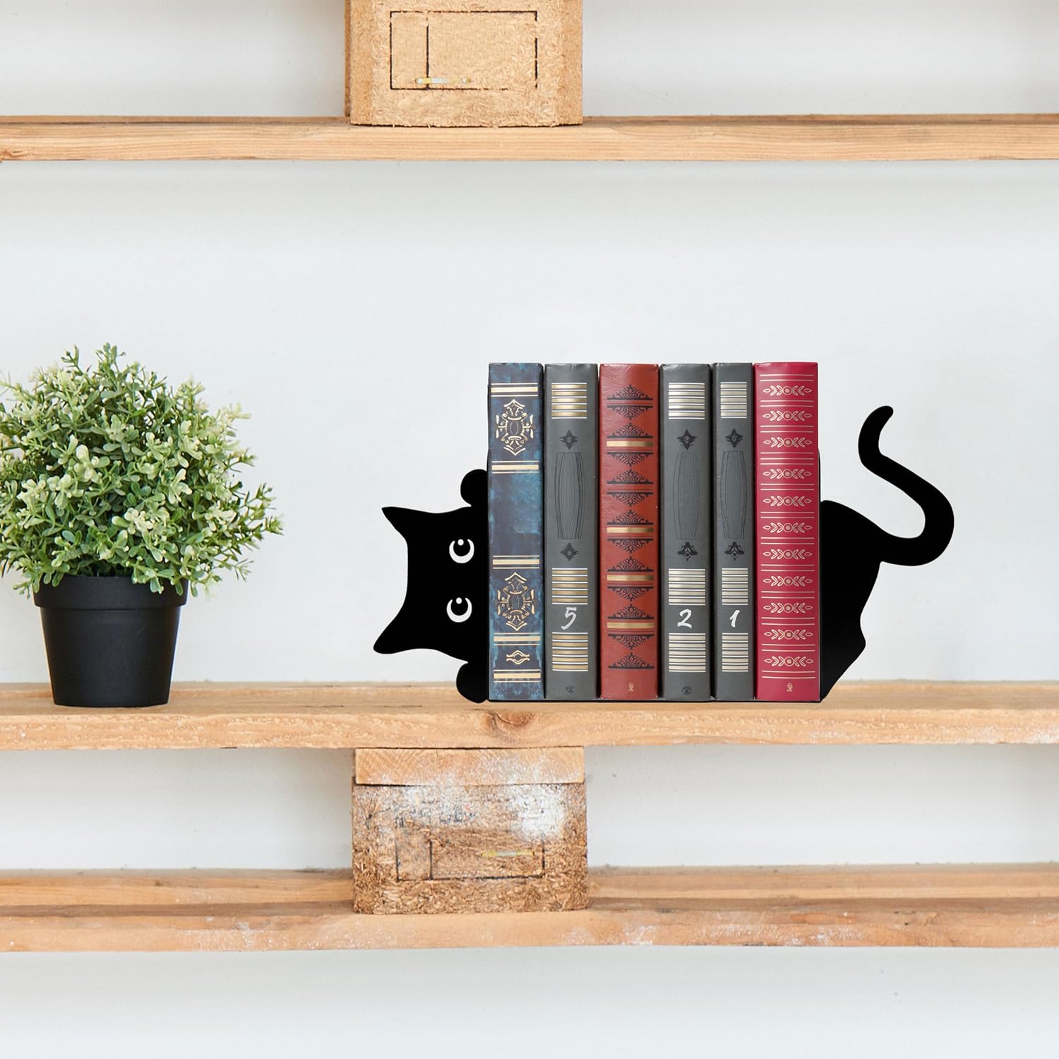 Peeping Cat Metal Bookends Bookends Christmas Book Ends / Cute Cat