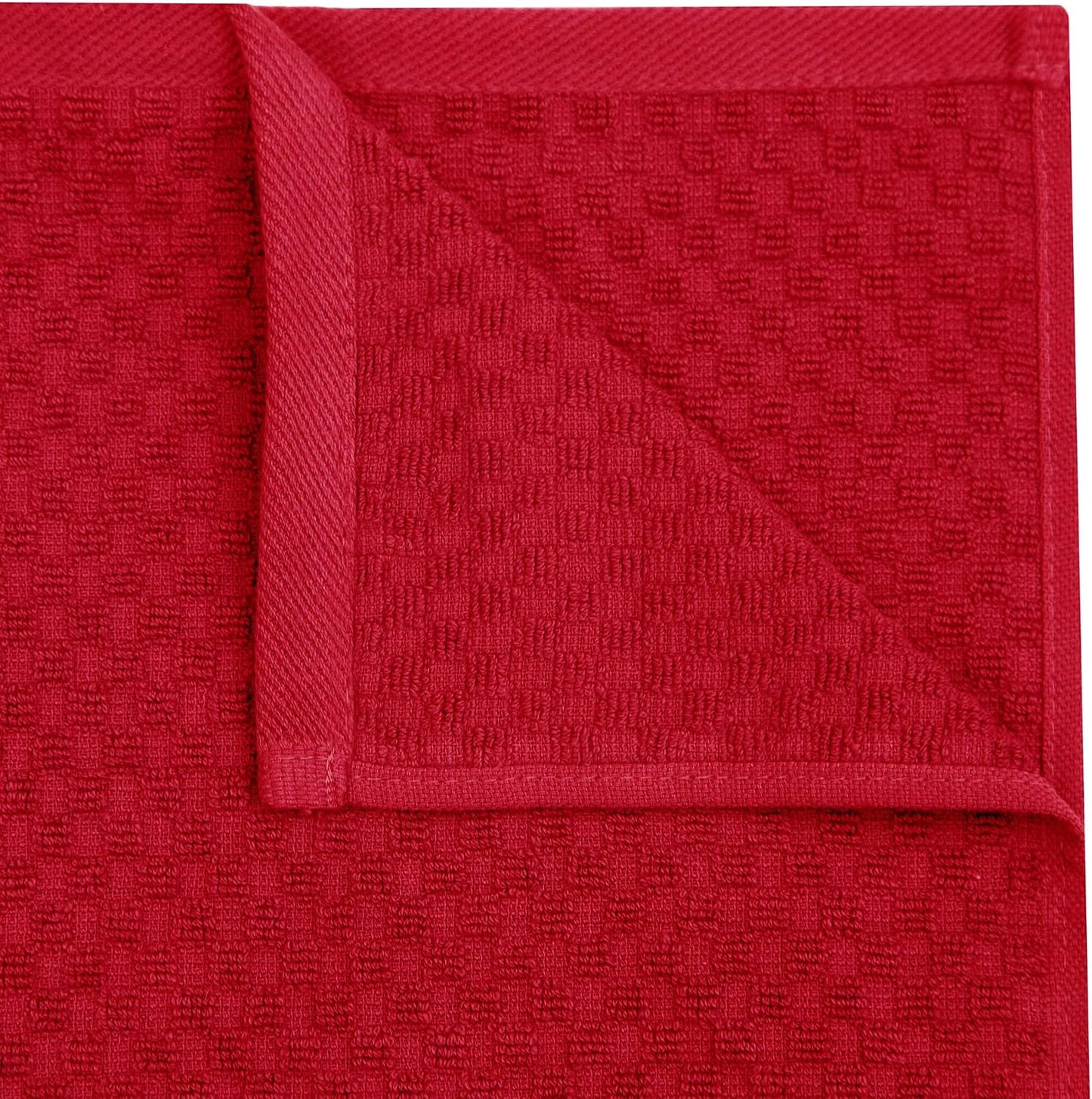 COTTON CRAFT Amazing Kitchen Towel - 12 Pack 100% Cotton Waffle Terry Towel | Red - 16x28 inch Euro Café Waffle Weave