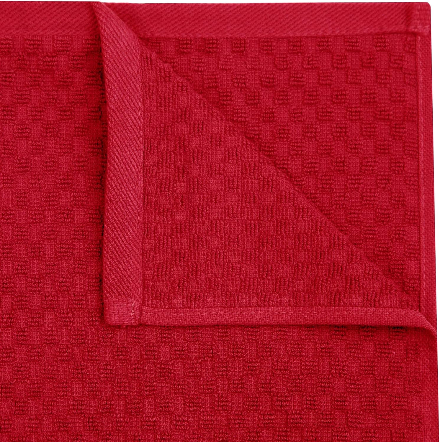 COTTON CRAFT Amazing Kitchen Towel - 12 Pack 100% Cotton Waffle Terry Towel | Red - 16x28 inch Euro Café Waffle Weave