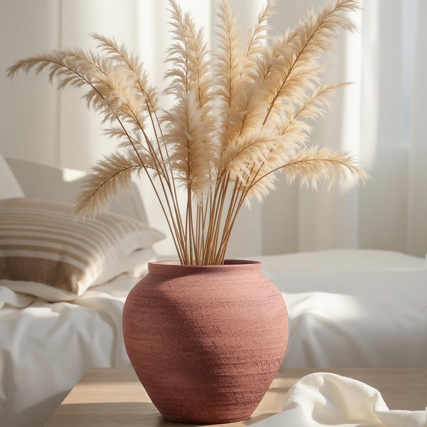 Ceramic Vase / 6.7" Wabi-Sabi Clay Flower Vase / Rustic Terracotta