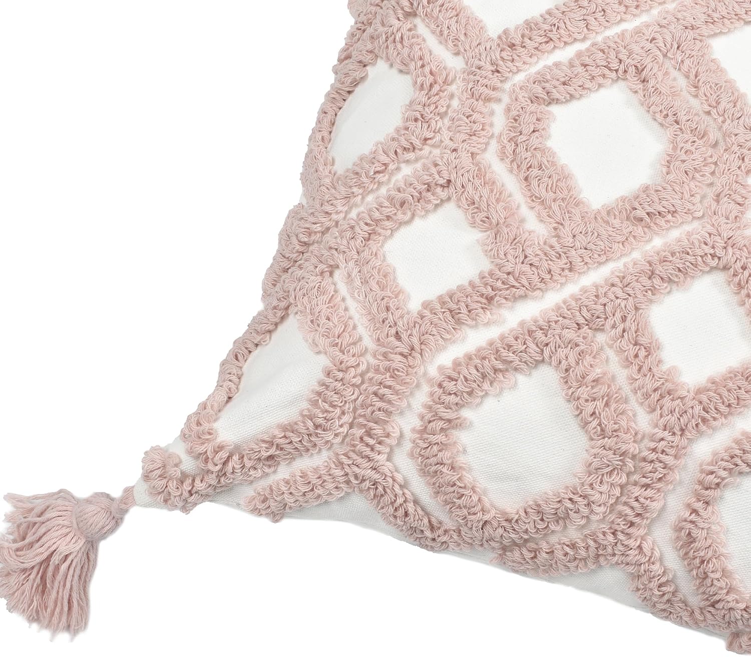 Boho Pillow Covers Boho Tufted Throw Pillow Covers Decorative Tassels Cushion / Boho Blush / 18 x 18