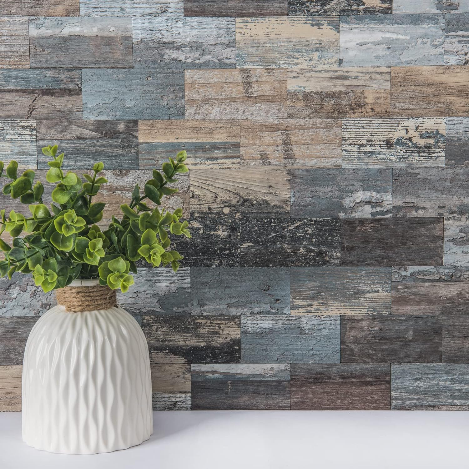 Stickon Tile / 10-Sheet Peel and Stick Backsplash PVC Wall Tile / Spruce-gray / 11.3 x 13.5