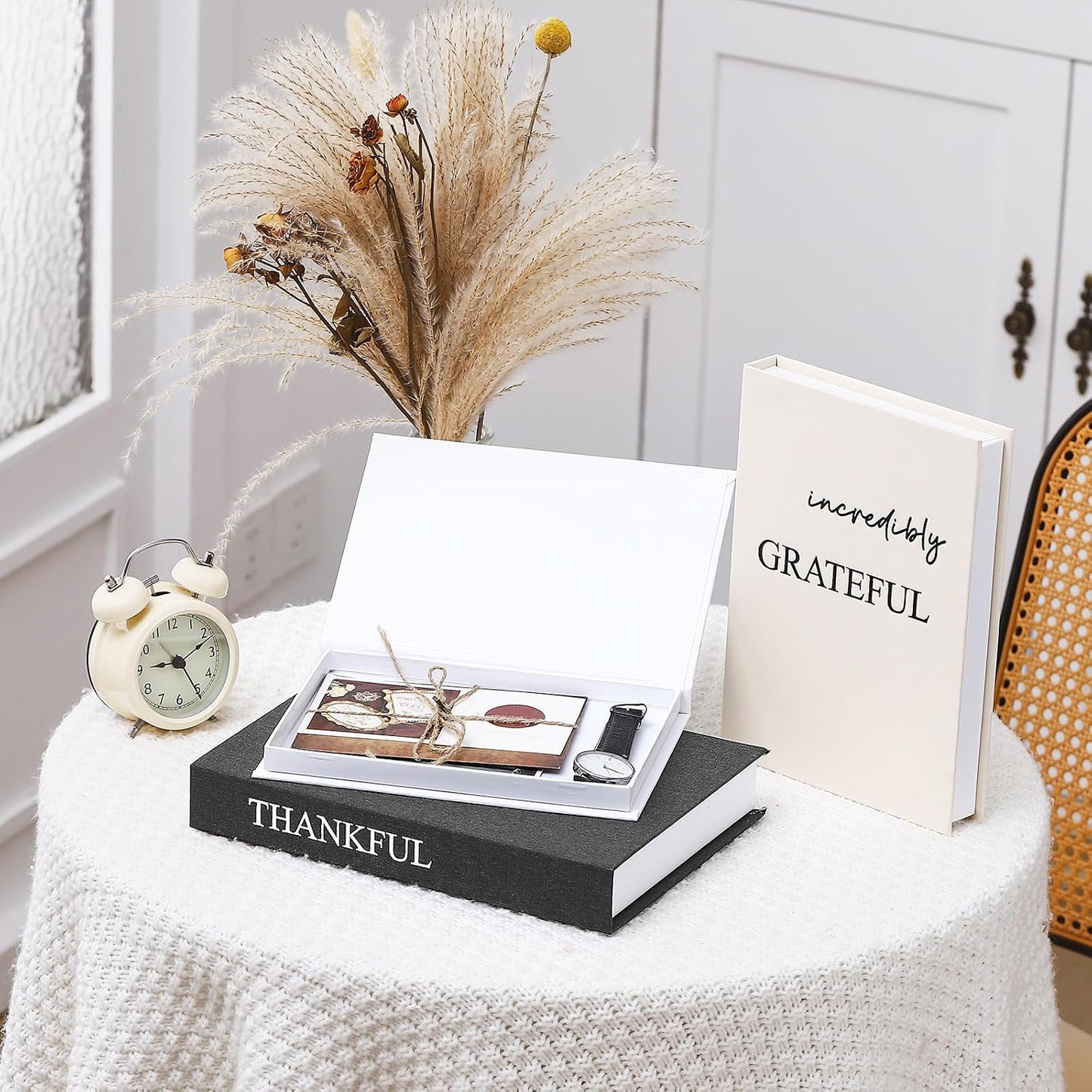 Decorative Books / Thankful Grateful Blessed / Modern / Set of 3